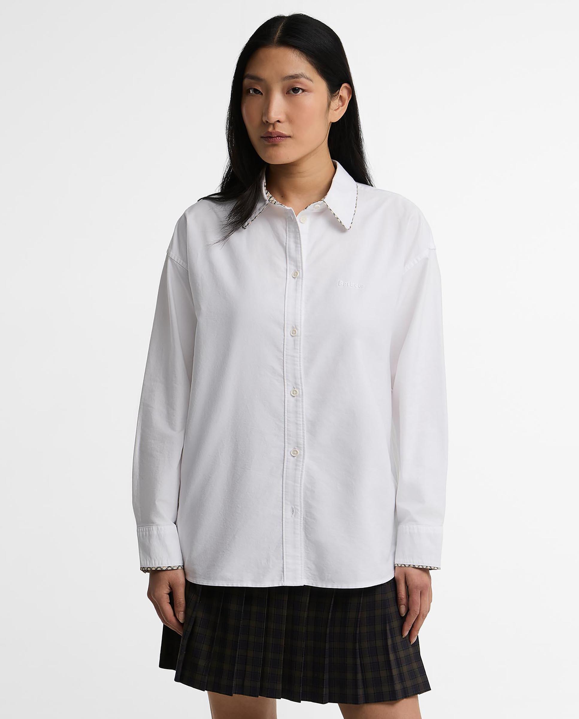 Imagen 5 de Camisa de mujer oxford alverstone relaxed de manga larga - Barbour - Blanco Blanco
