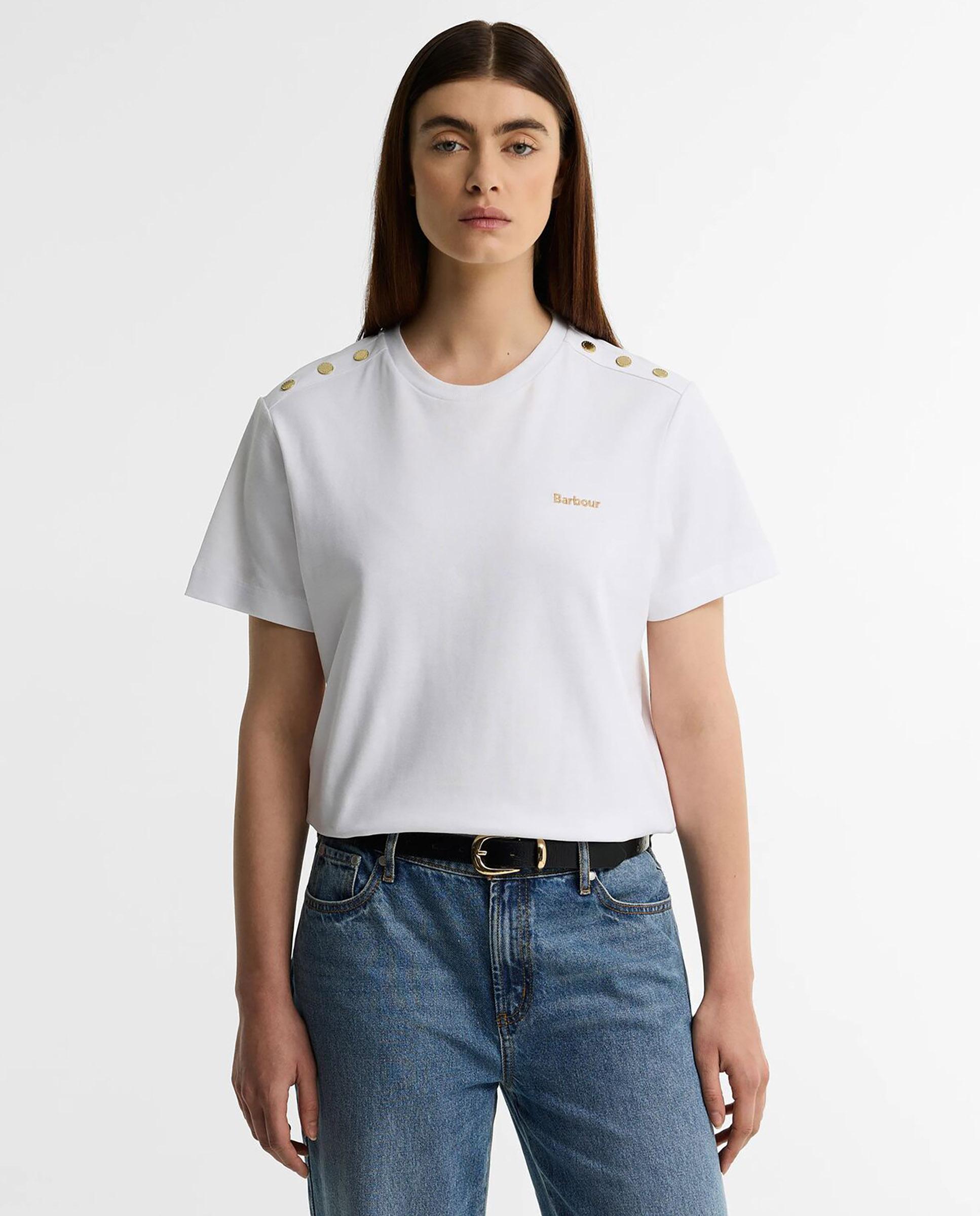 Camiseta de mujer alverstone de manga corta con logo - Barbour - Blanco Blanco-1