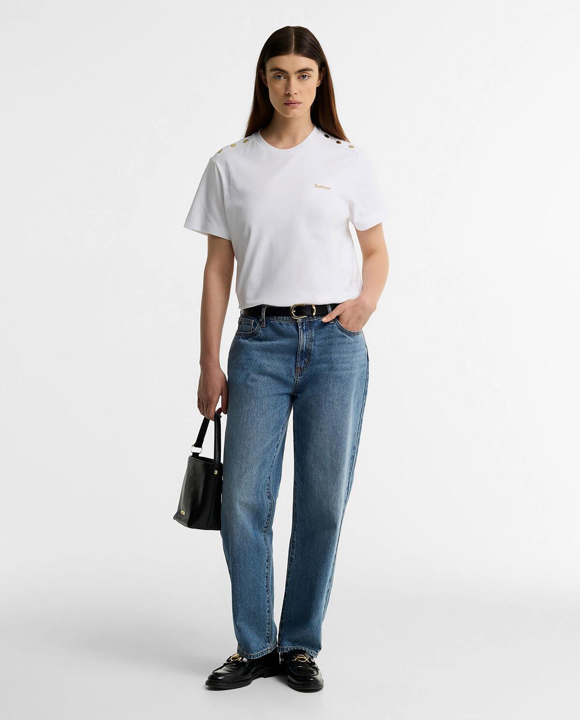Camiseta de mujer alverstone de manga corta con logo - Barbour - Blanco Blanco-2