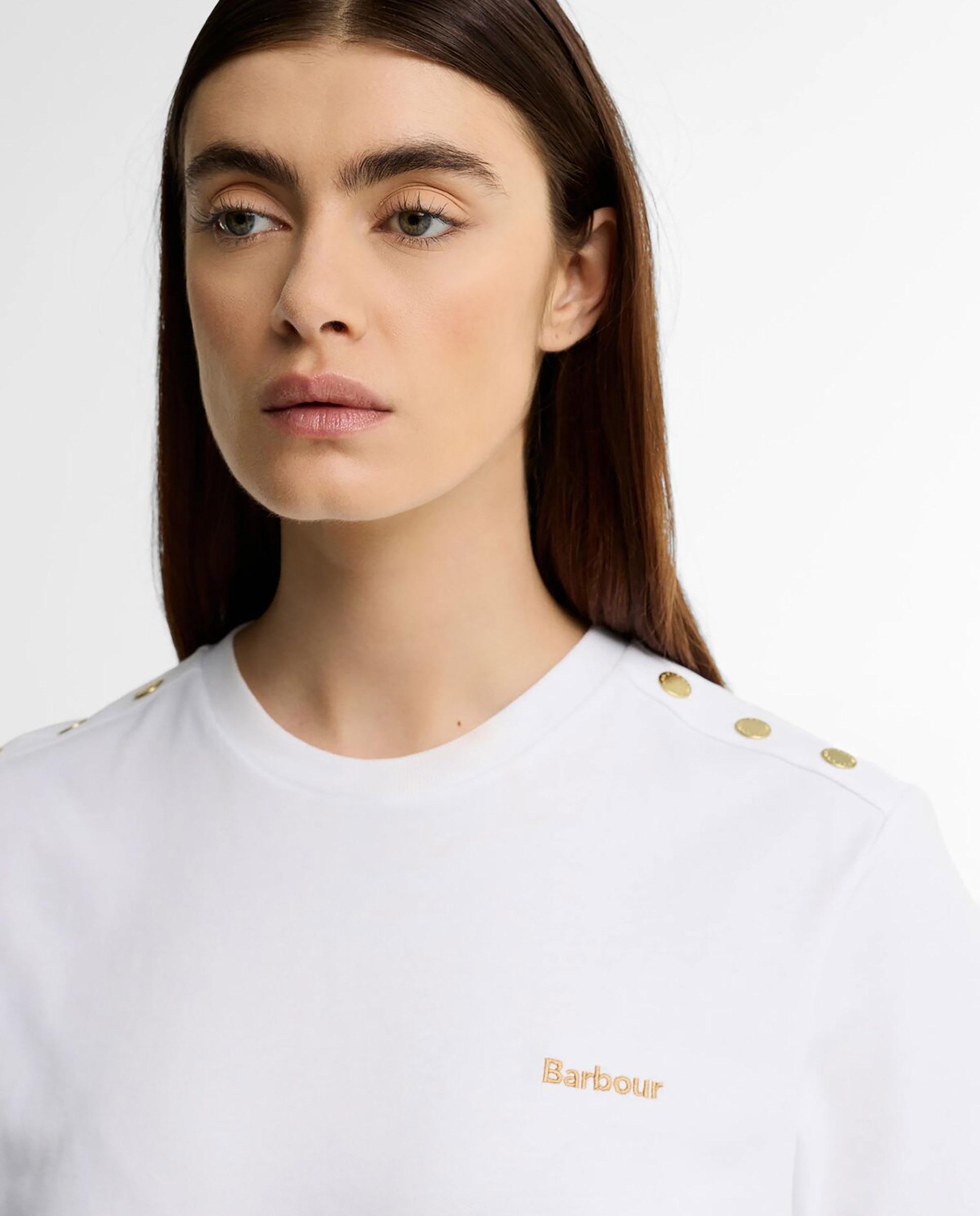 Camiseta de mujer alverstone de manga corta con logo - Barbour - Blanco Blanco-4
