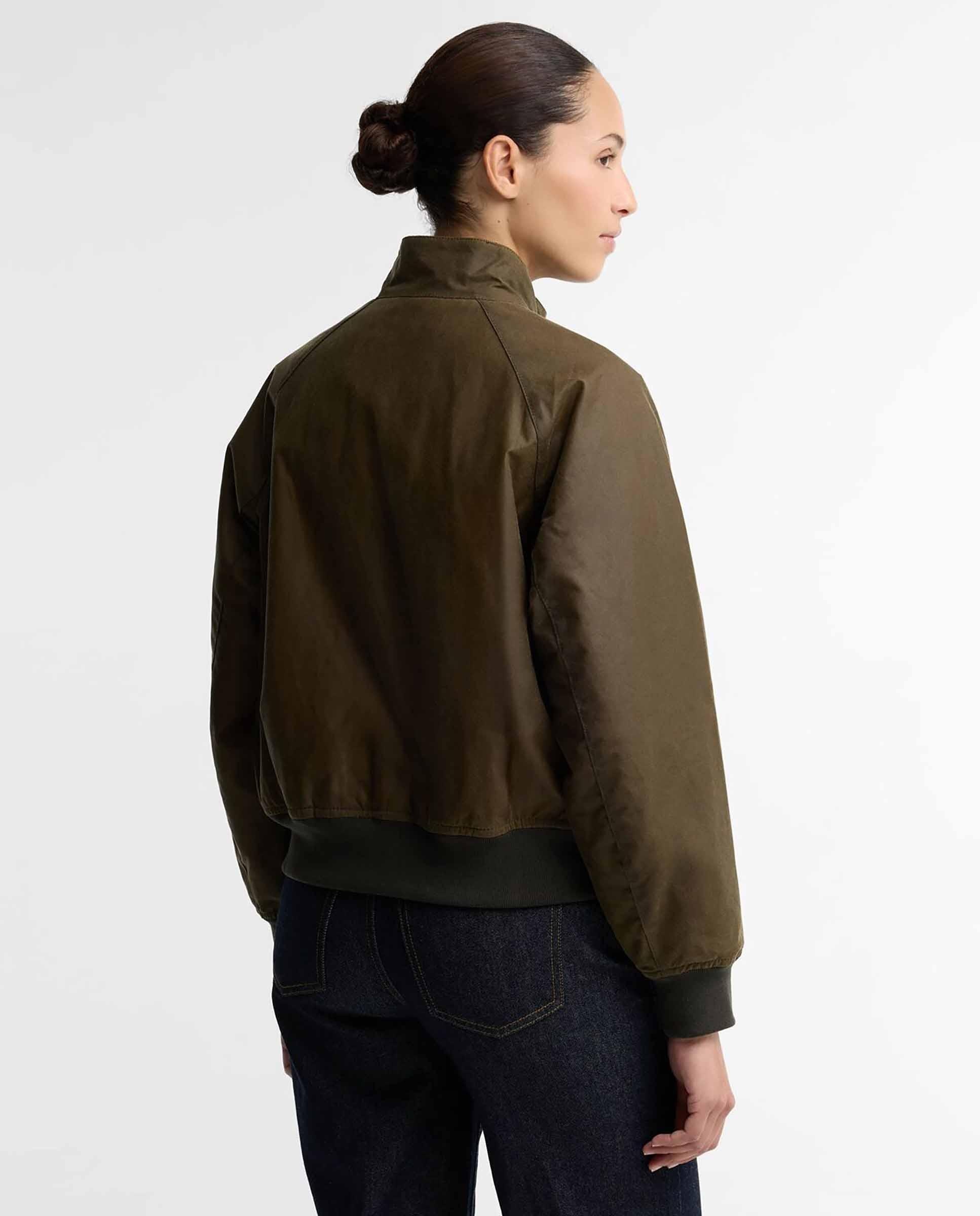 Bomber de mujer encerada ivybridge con cuello en forma de flecha - Barbour - Verde Verde-3