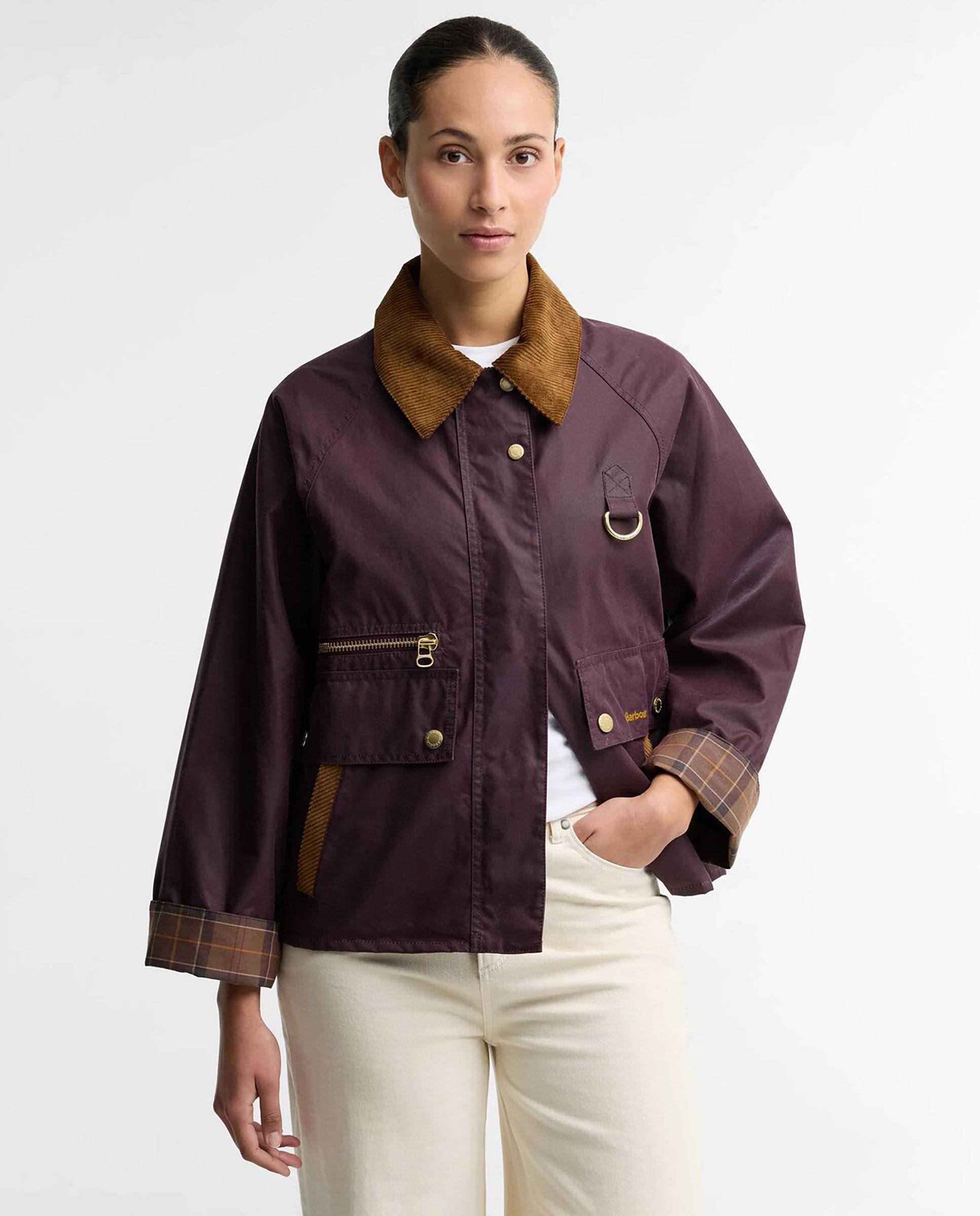 Imagen 0 de Chaqueta de mujer encerada cottingham con cuello de pana Morado