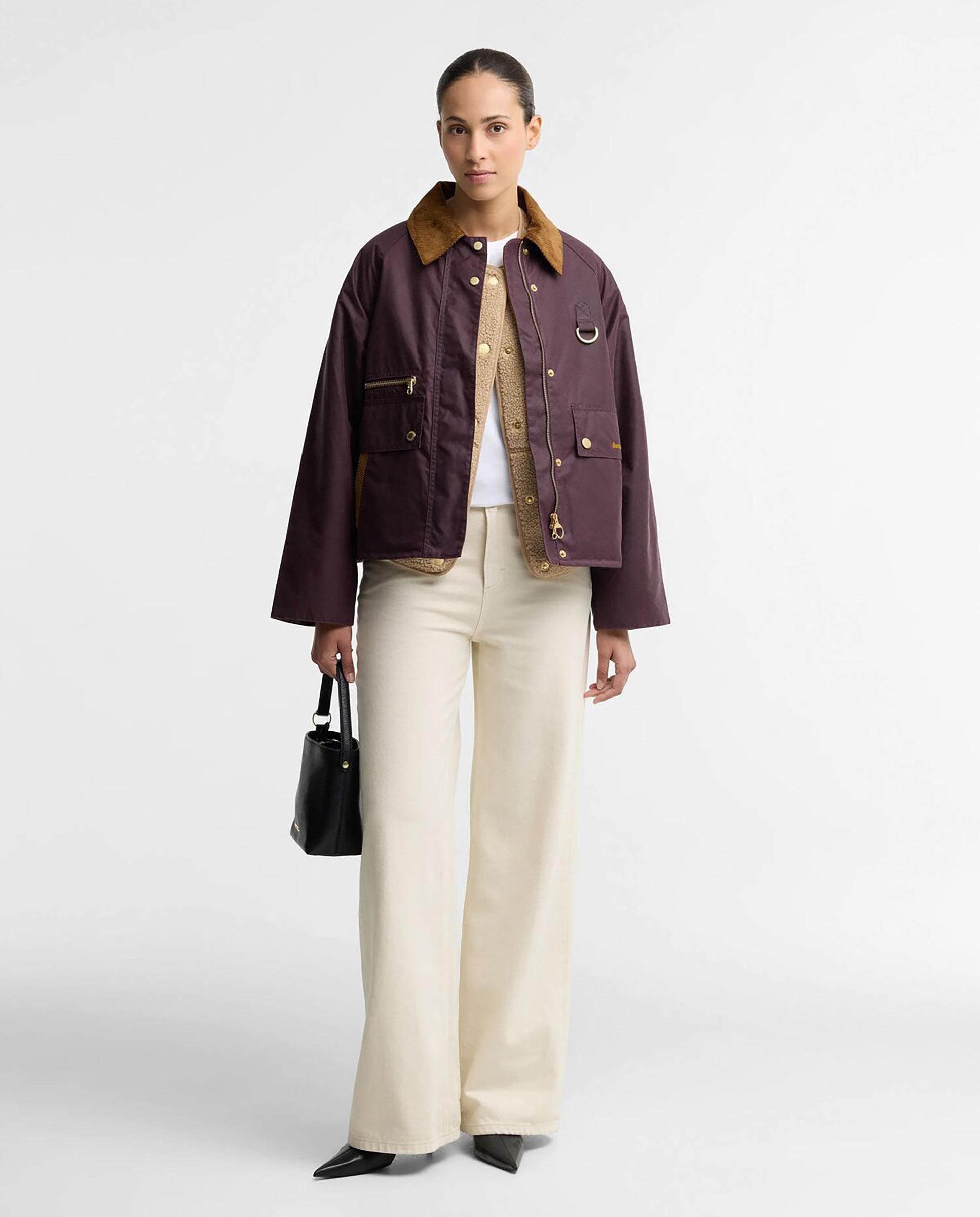 Chaqueta de mujer encerada cottingham con cuello de pana - Barbour - Morado Morado-2