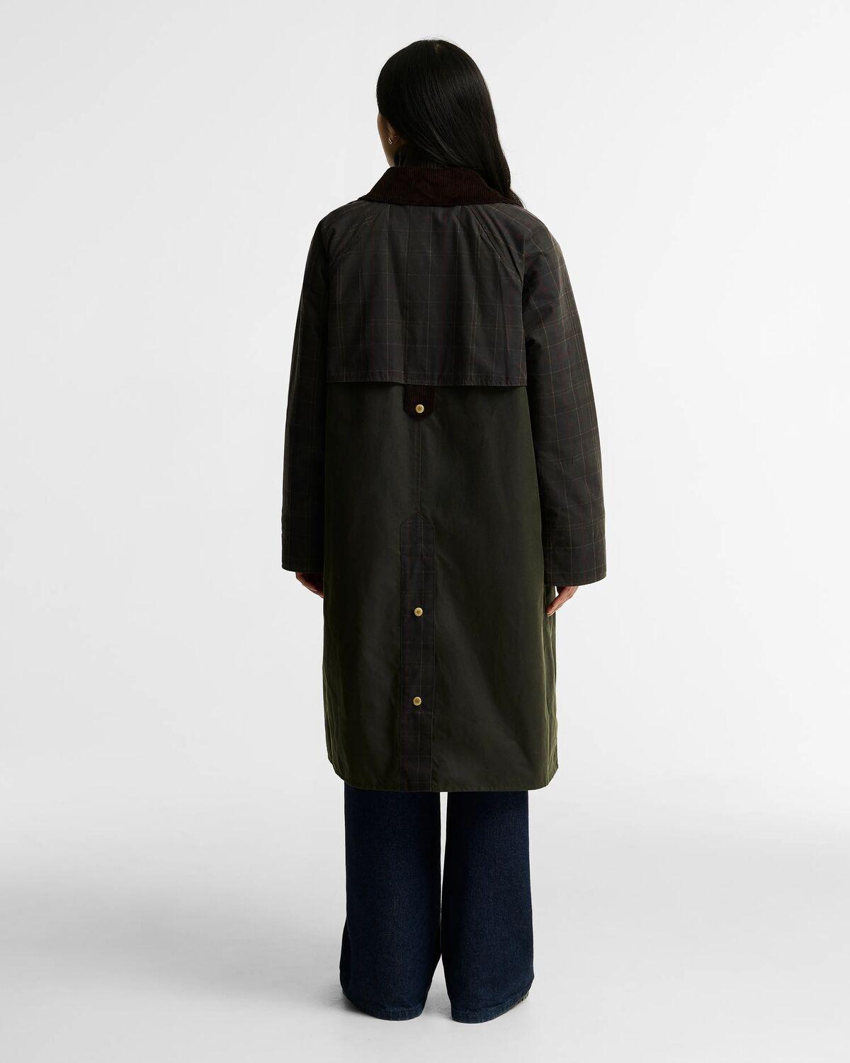 Imagen 3 de Chaqueta de mujer larga encerada kirklees check con bolsillos laterales - Barbour - Verde Verde