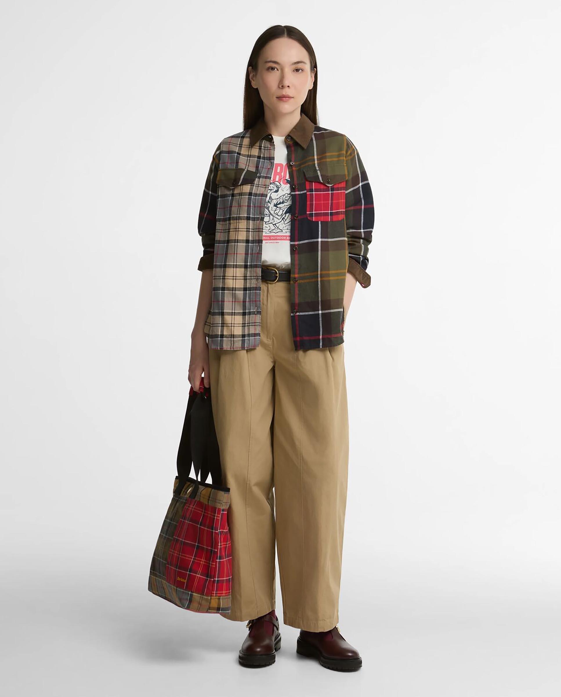 Camisa de mujer marena patchwork tartan con bolsillo en el pecho - Barbour - Multicolor Multicolor-2