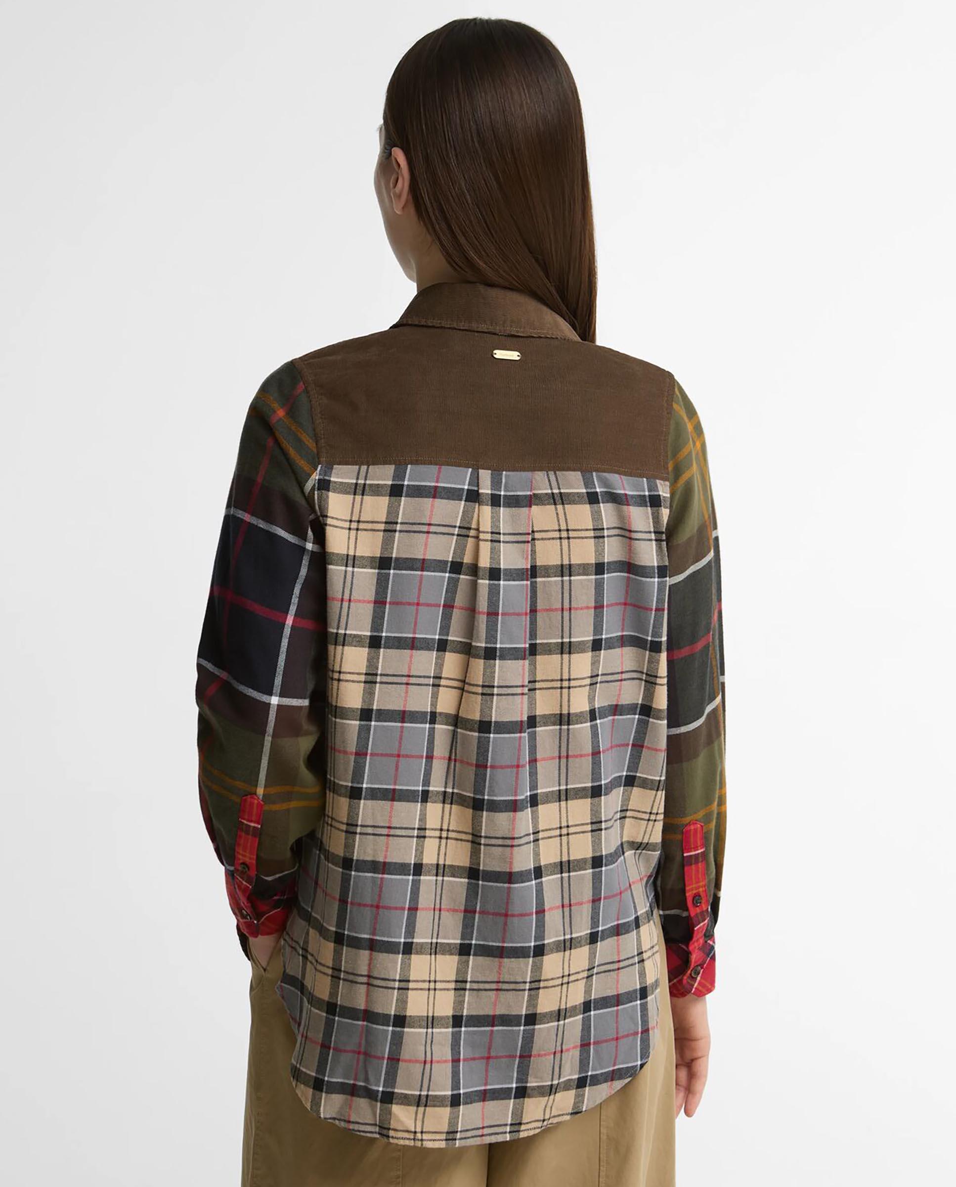 Camisa de mujer marena patchwork tartan con bolsillo en el pecho - Barbour - Multicolor Multicolor-3