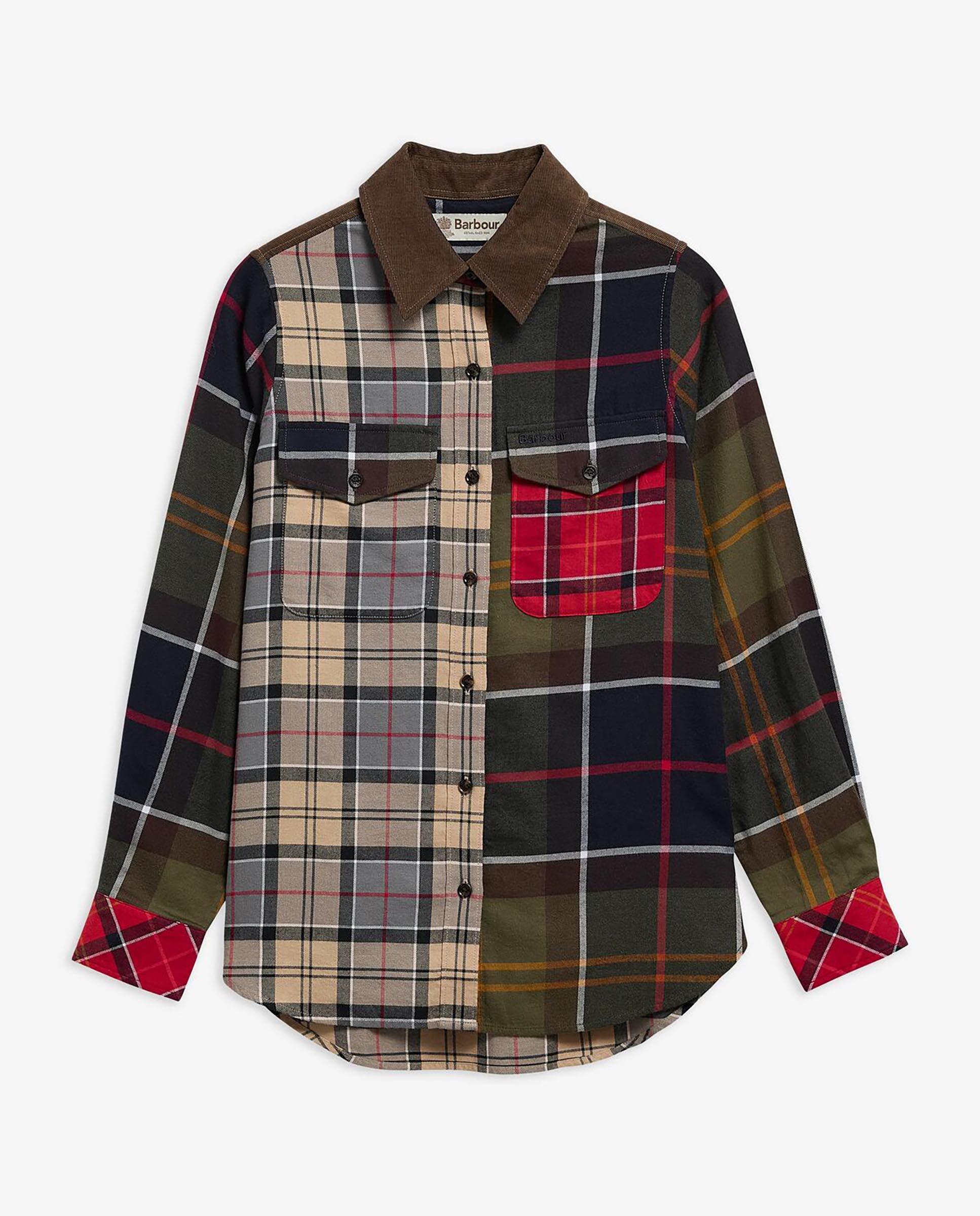 Camisa de mujer marena patchwork tartan con bolsillo en el pecho - Barbour - Multicolor Multicolor-5
