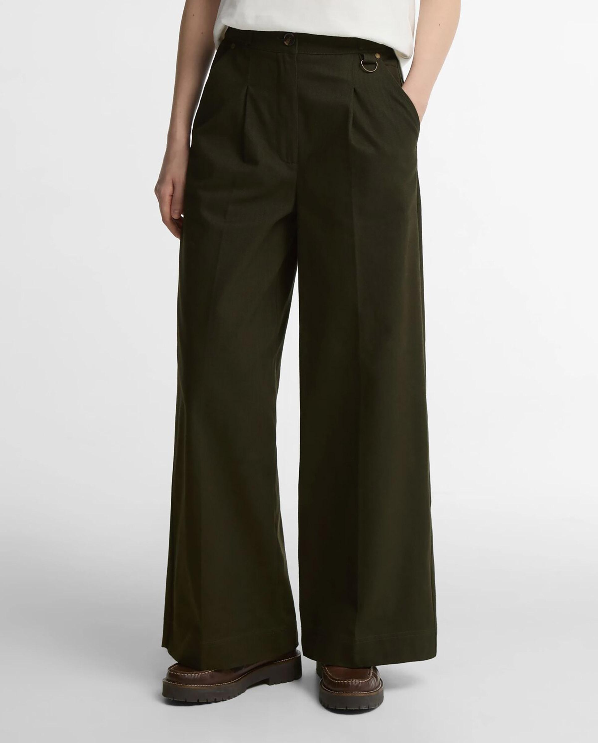 Pantalones anchos de mujer annett con trabillas laterales - Barbour - Verde Verde-2
