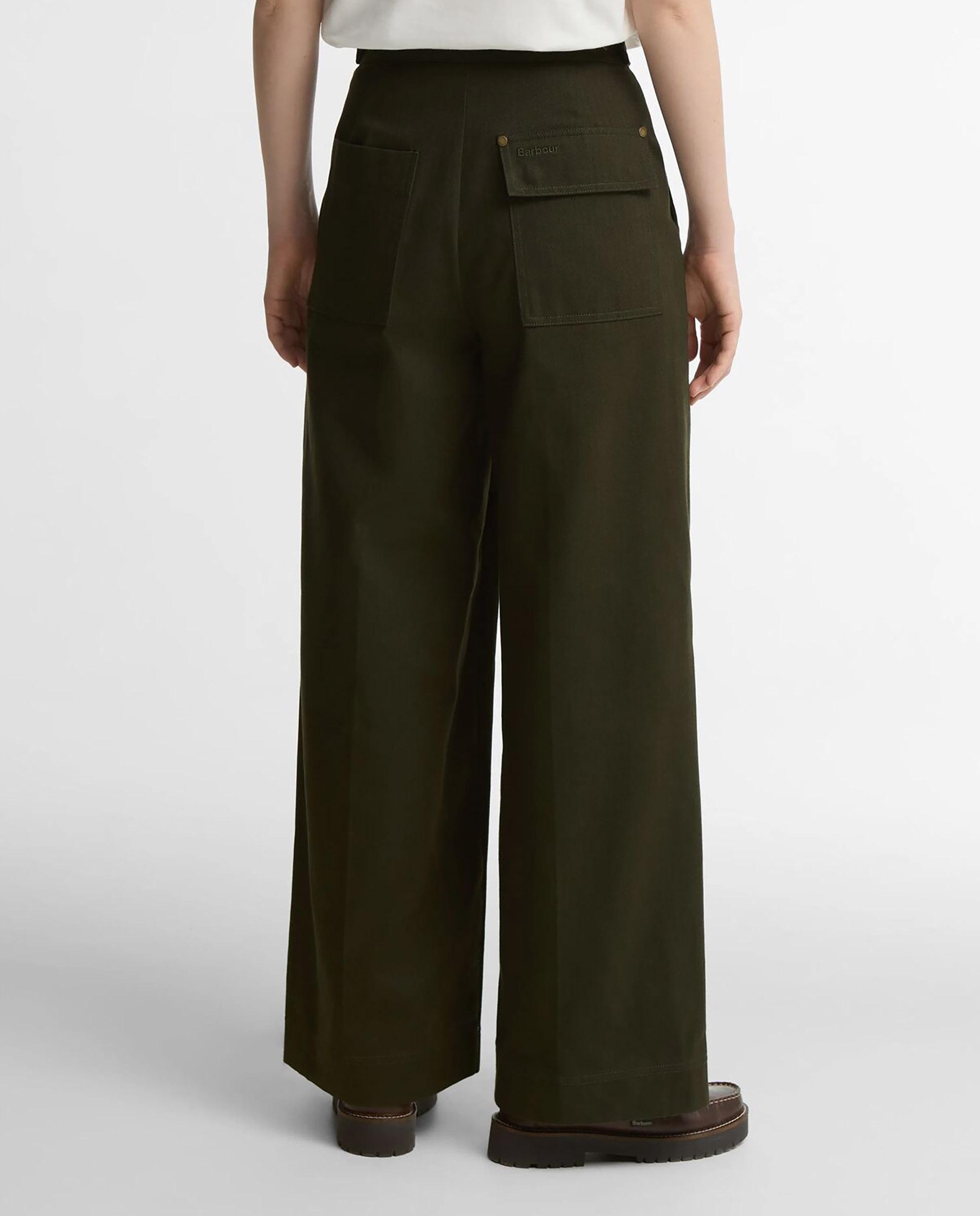 Pantalones anchos de mujer annett con trabillas laterales - Barbour - Verde Verde-3