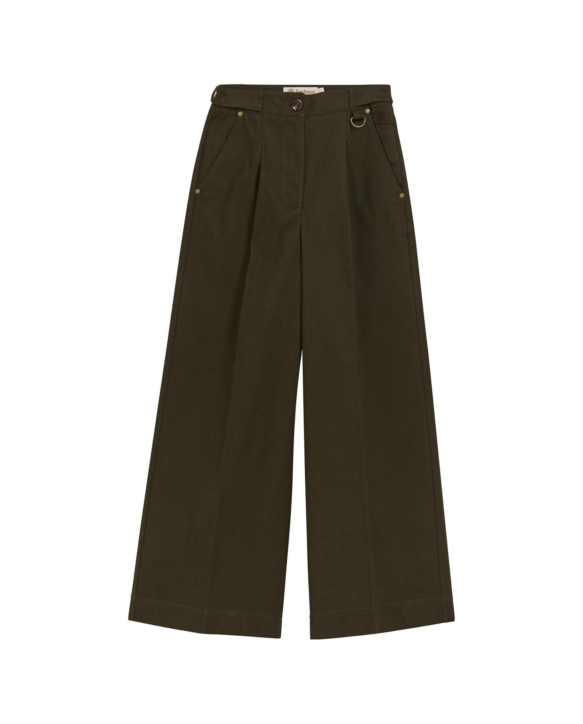 Pantalones anchos de mujer annett con trabillas laterales - Barbour - Verde Verde-6