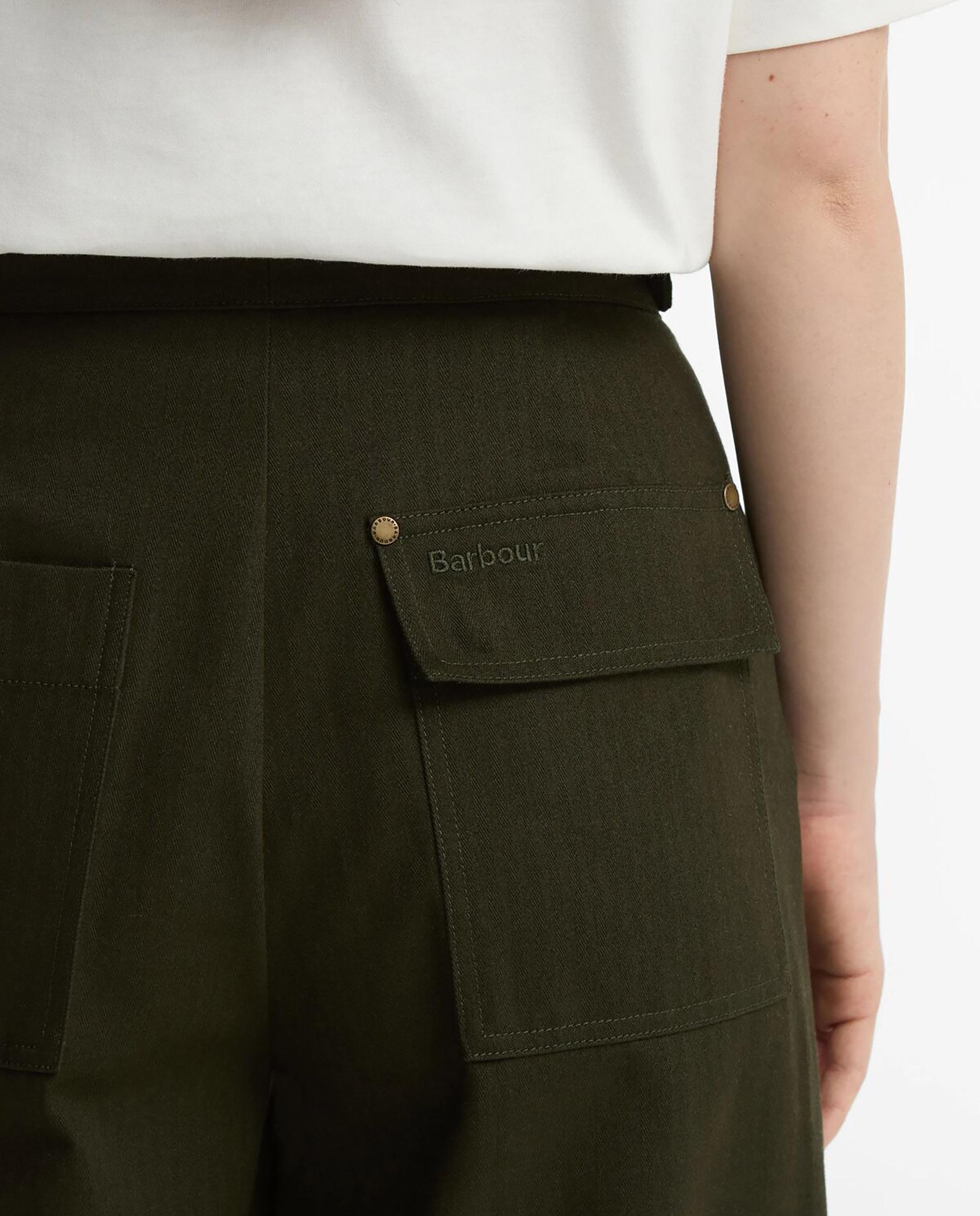 Pantalones anchos de mujer annett con trabillas laterales - Barbour - Verde Verde-4