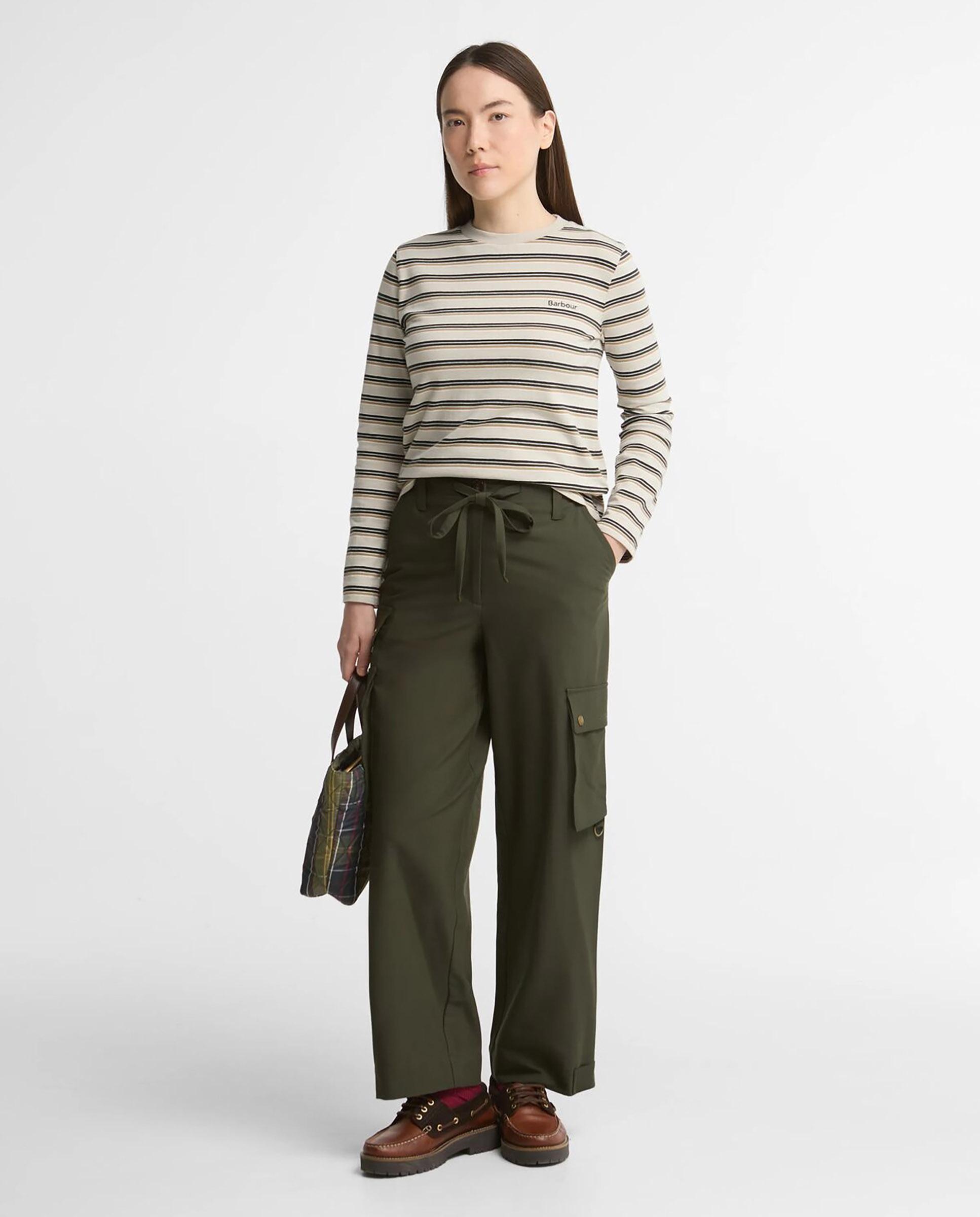 Imagen 1 de Pantalones anchos de mujer sandra con bolsillos laterales - Barbour - Verde Verde