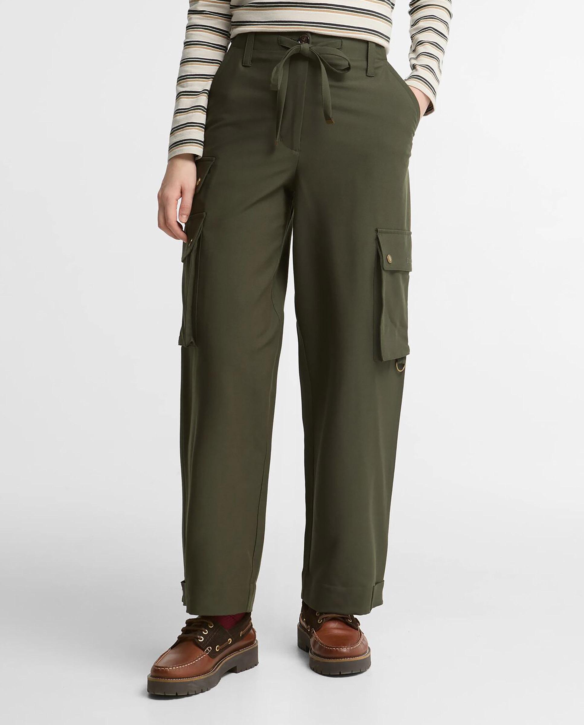 Imagen 2 de Pantalones anchos de mujer sandra con bolsillos laterales - Barbour - Verde Verde
