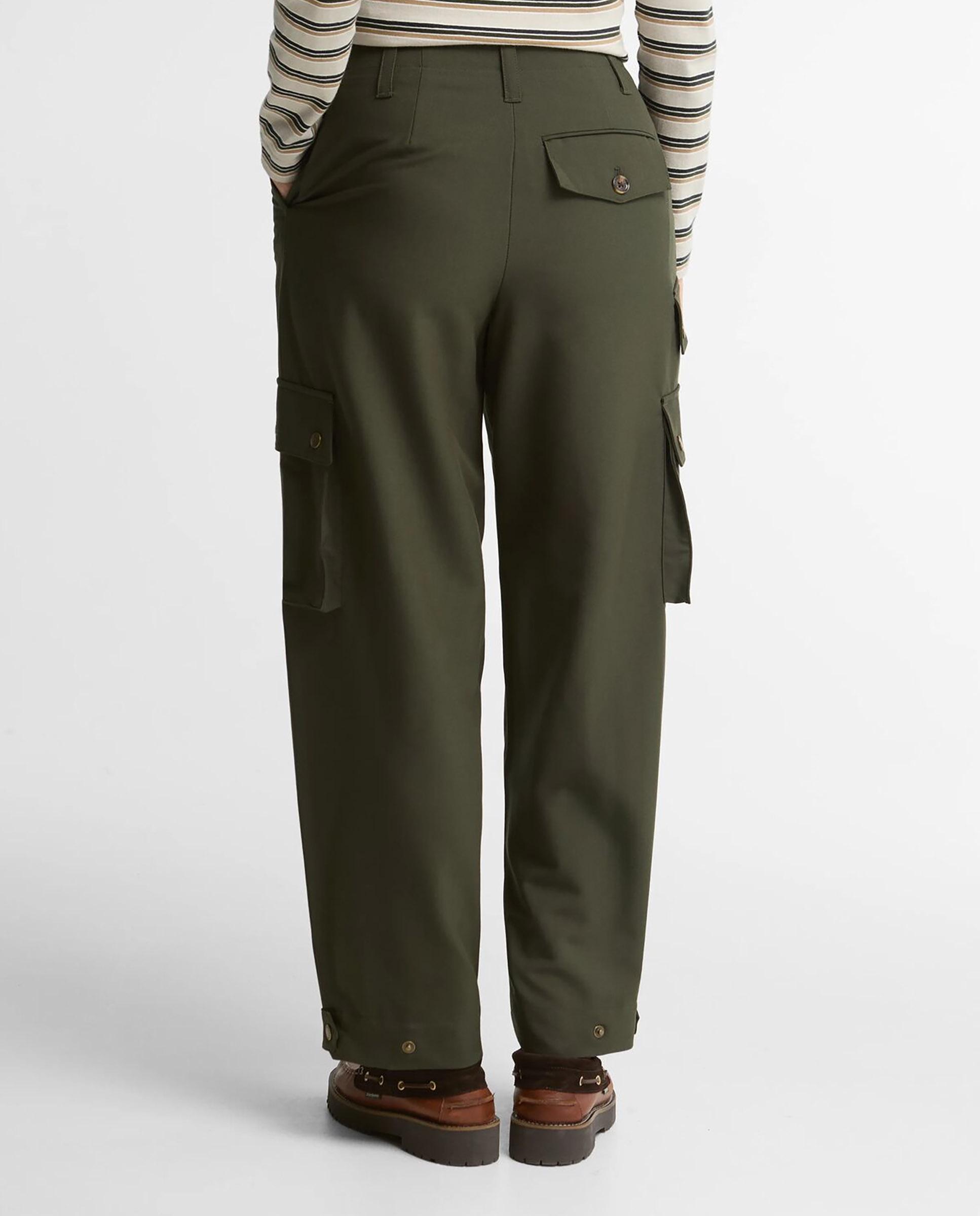 Imagen 3 de Pantalones anchos de mujer sandra con bolsillos laterales - Barbour - Verde Verde