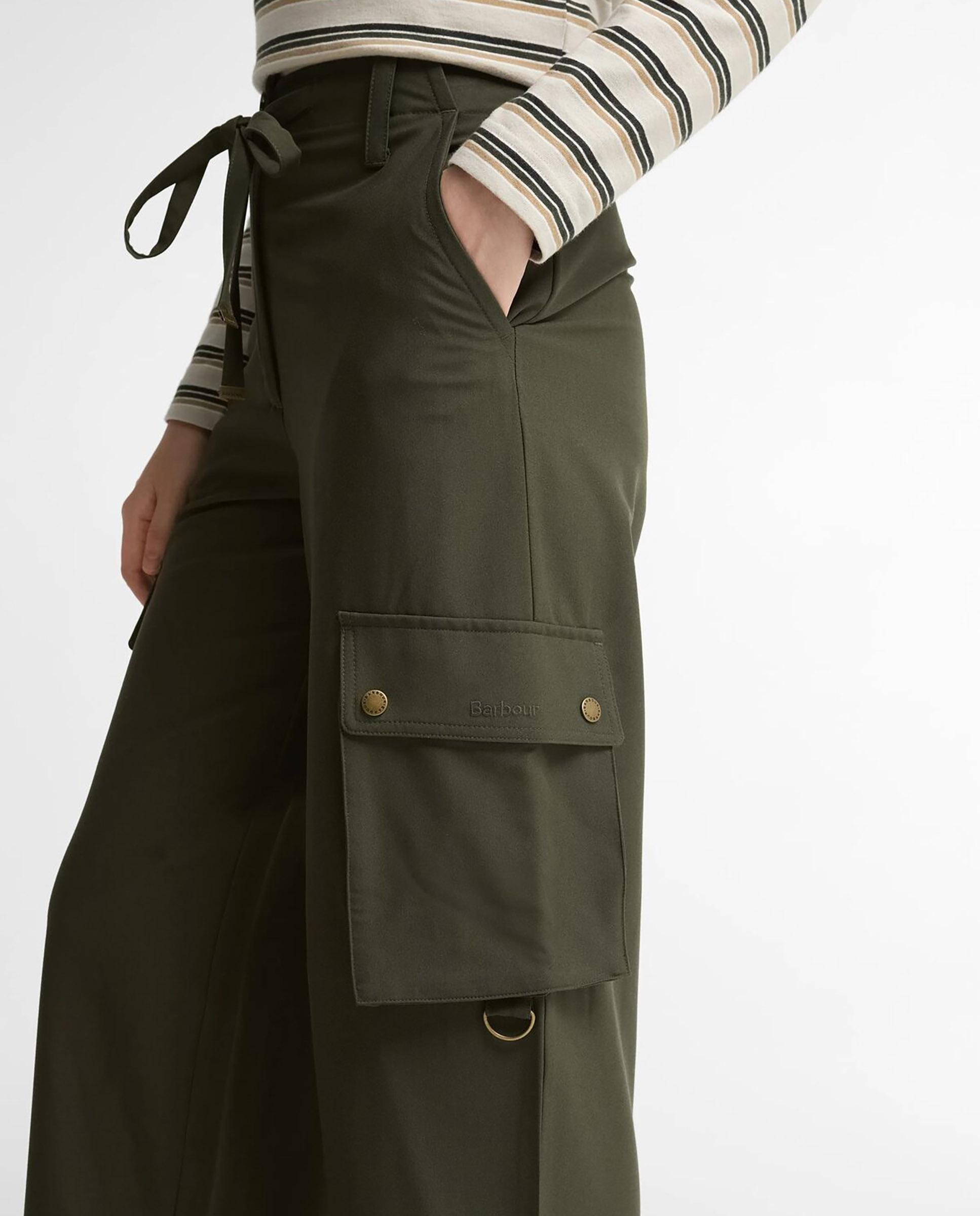 Imagen 4 de Pantalones anchos de mujer sandra con bolsillos laterales - Barbour - Verde Verde