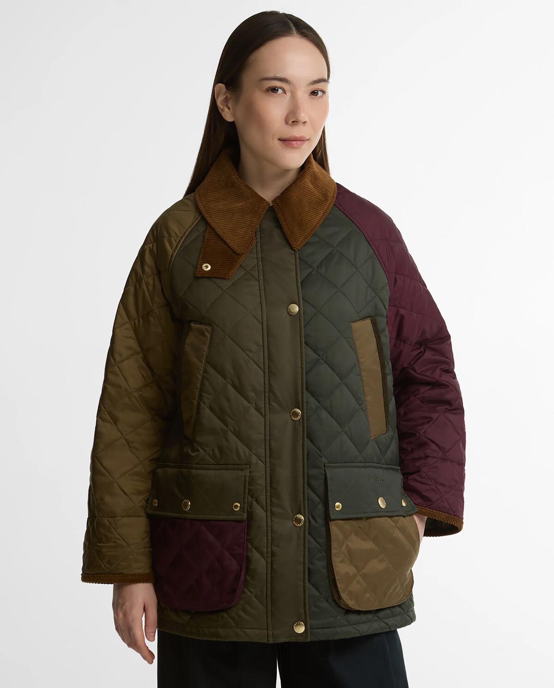 Imagen 0 de Chaqueta de mujer acolchada con cuello de pana patchwork bedale Multicolor