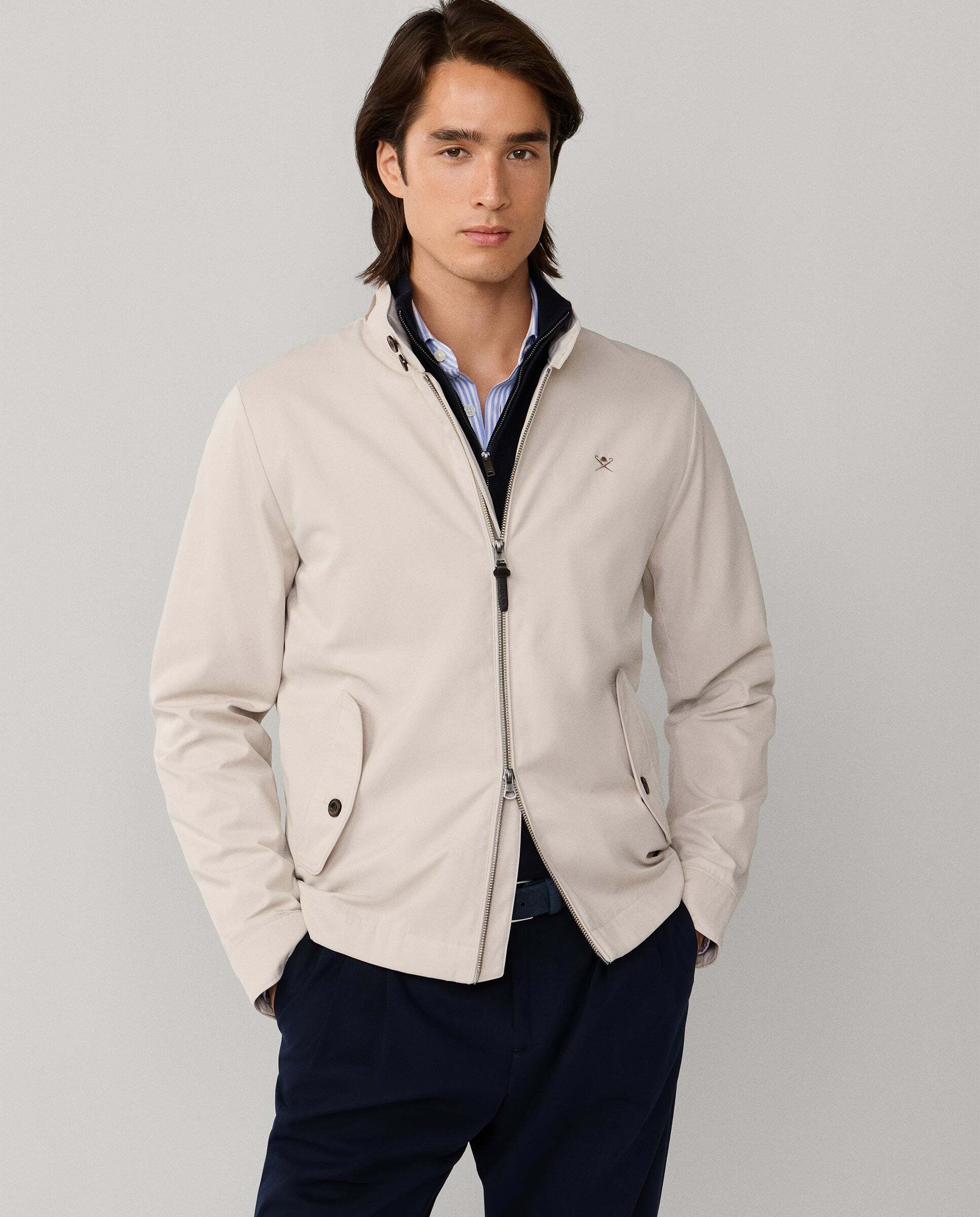 Hackett - Chaqueta harrington de hombre mezcla de algodón.
