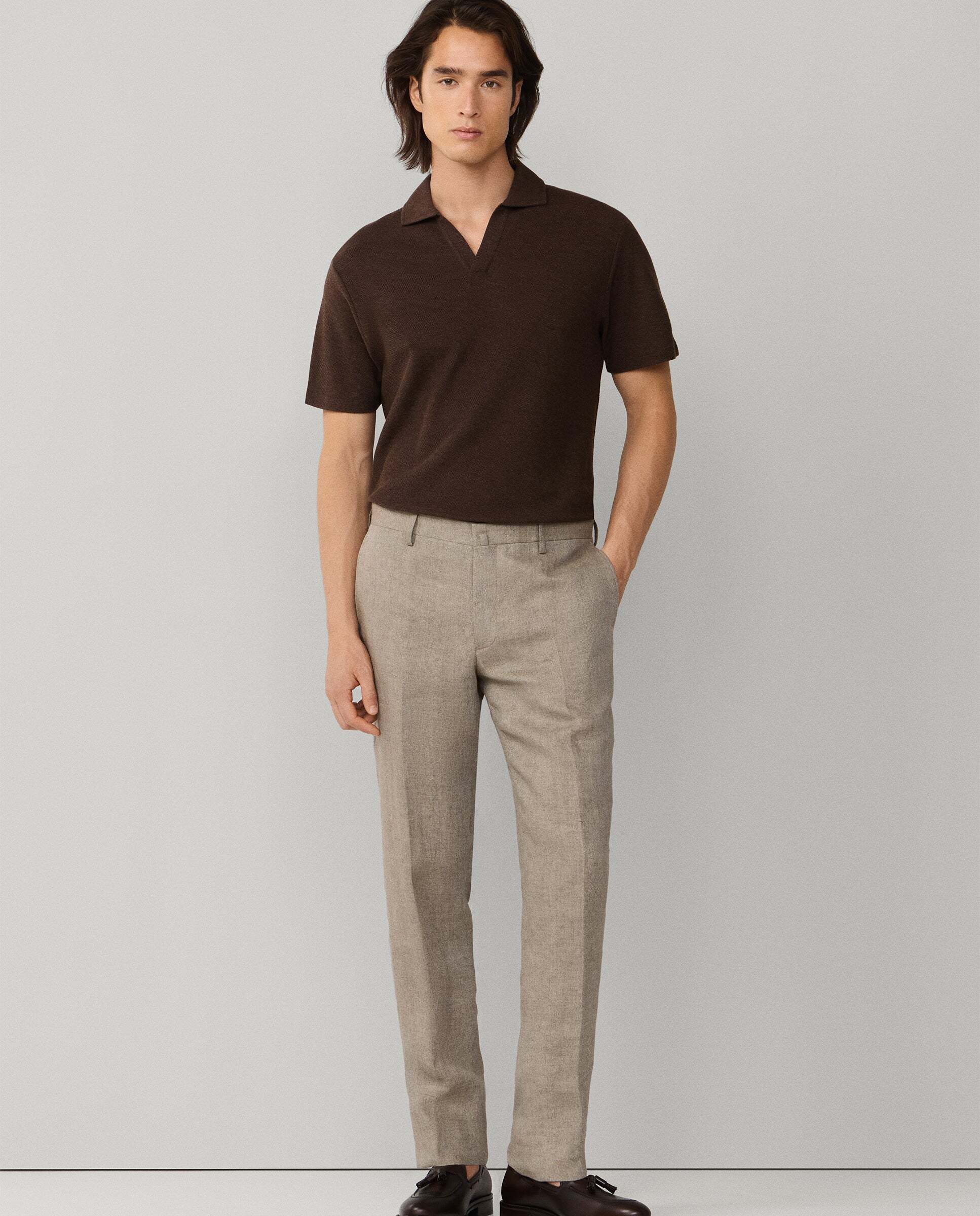 Hackett - Pantalón de hombre hopsack delave de lino.