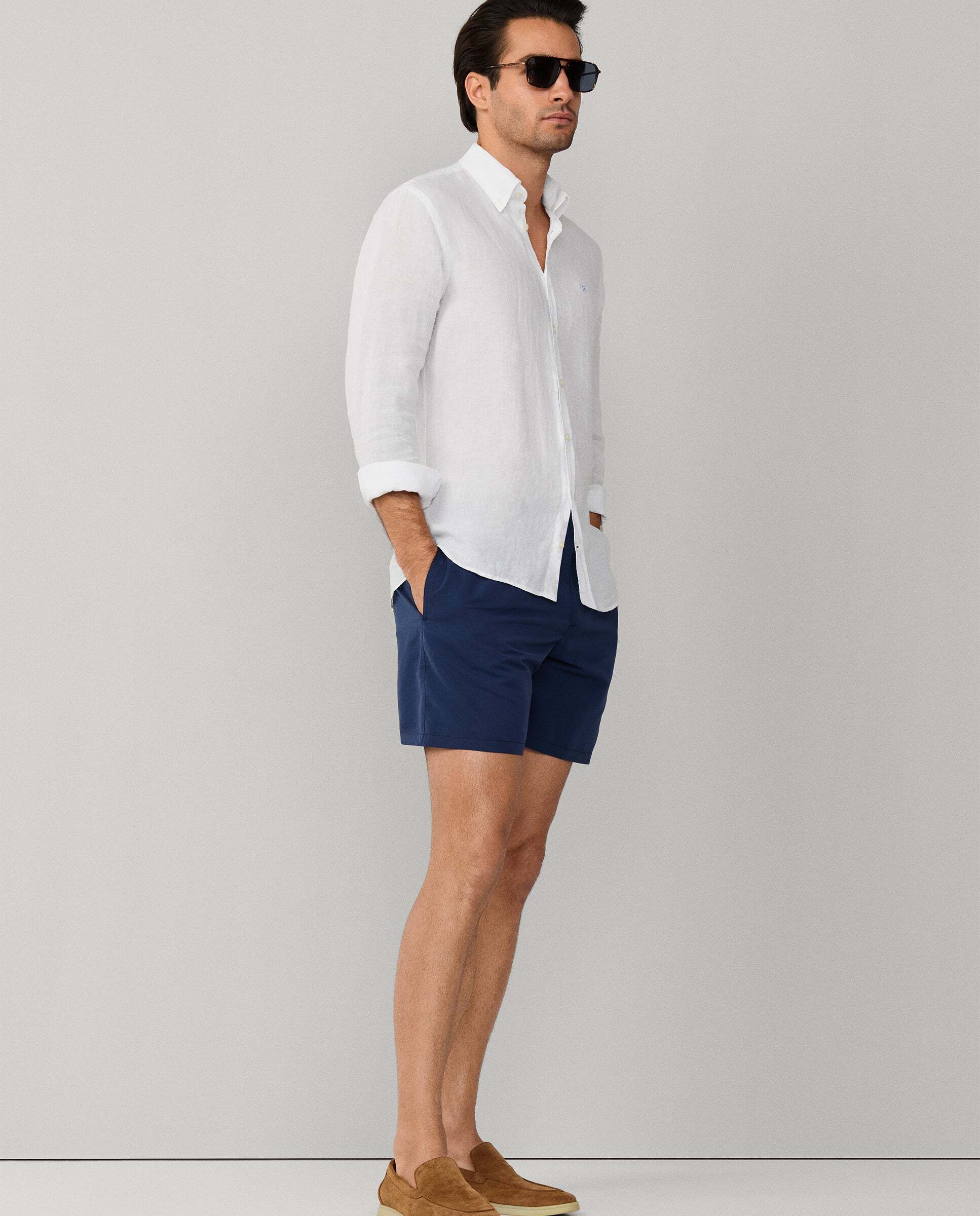 Bañador de hombre de corte sastre en color liso - Hackett - Azul oscuro Azul oscuro-7