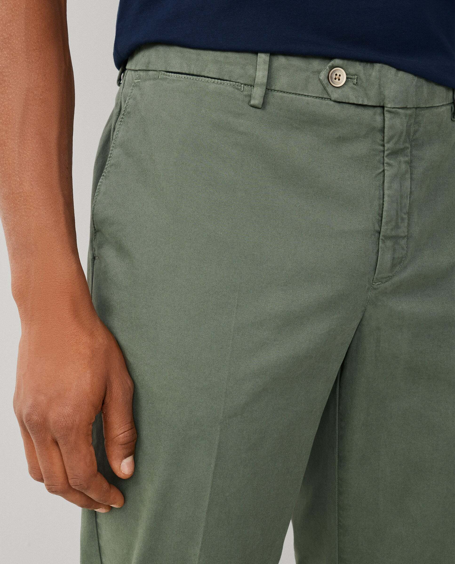 Chino sanderson algodón elástico fit tailored - Hackett - Verde grisáceo Verde grisáceo-4