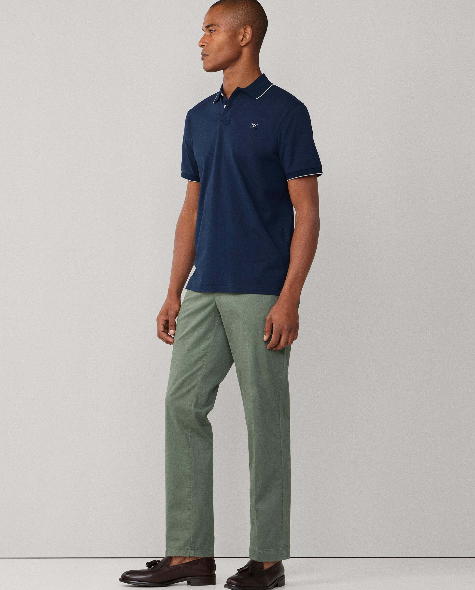Chino sanderson algodón elástico fit tailored - Hackett - Verde grisáceo Verde grisáceo-6