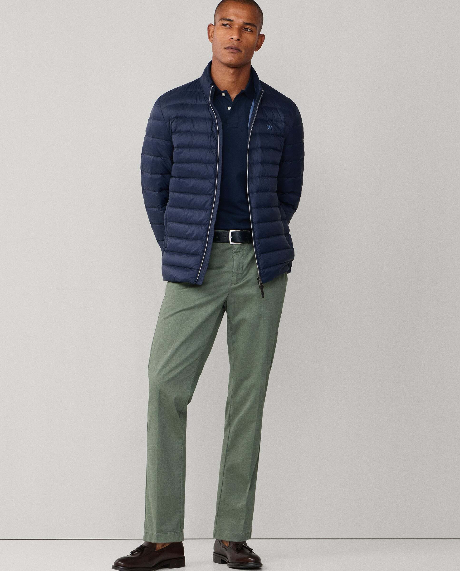 Chino sanderson algodón elástico fit tailored - Hackett - Verde grisáceo Verde grisáceo-7