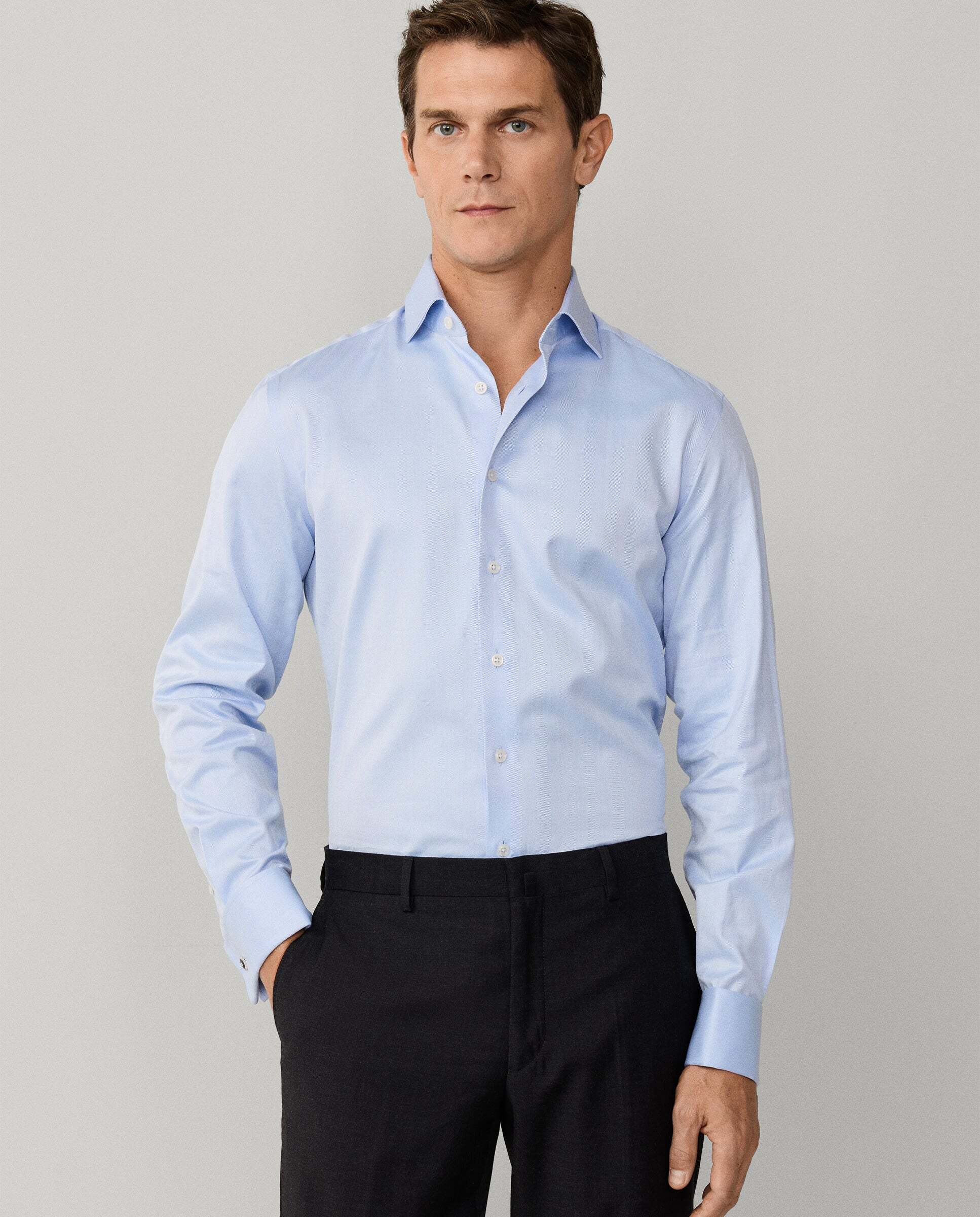 Hackett - Camisa de hombre formal en espiga fit tailored.