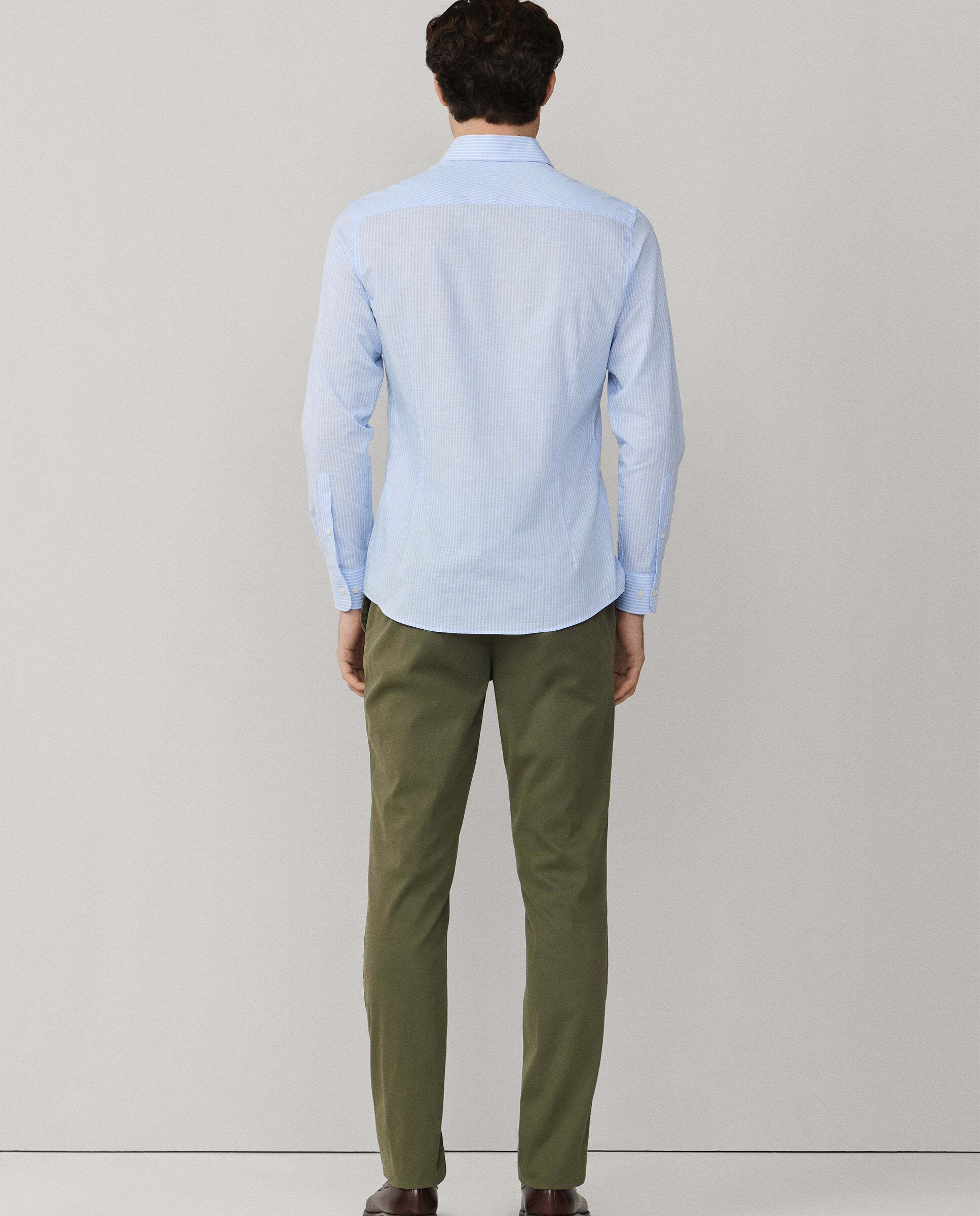 Camisa formal rayas mezcla de lino fit tailored - Hackett - Azul claro Azul claro-3