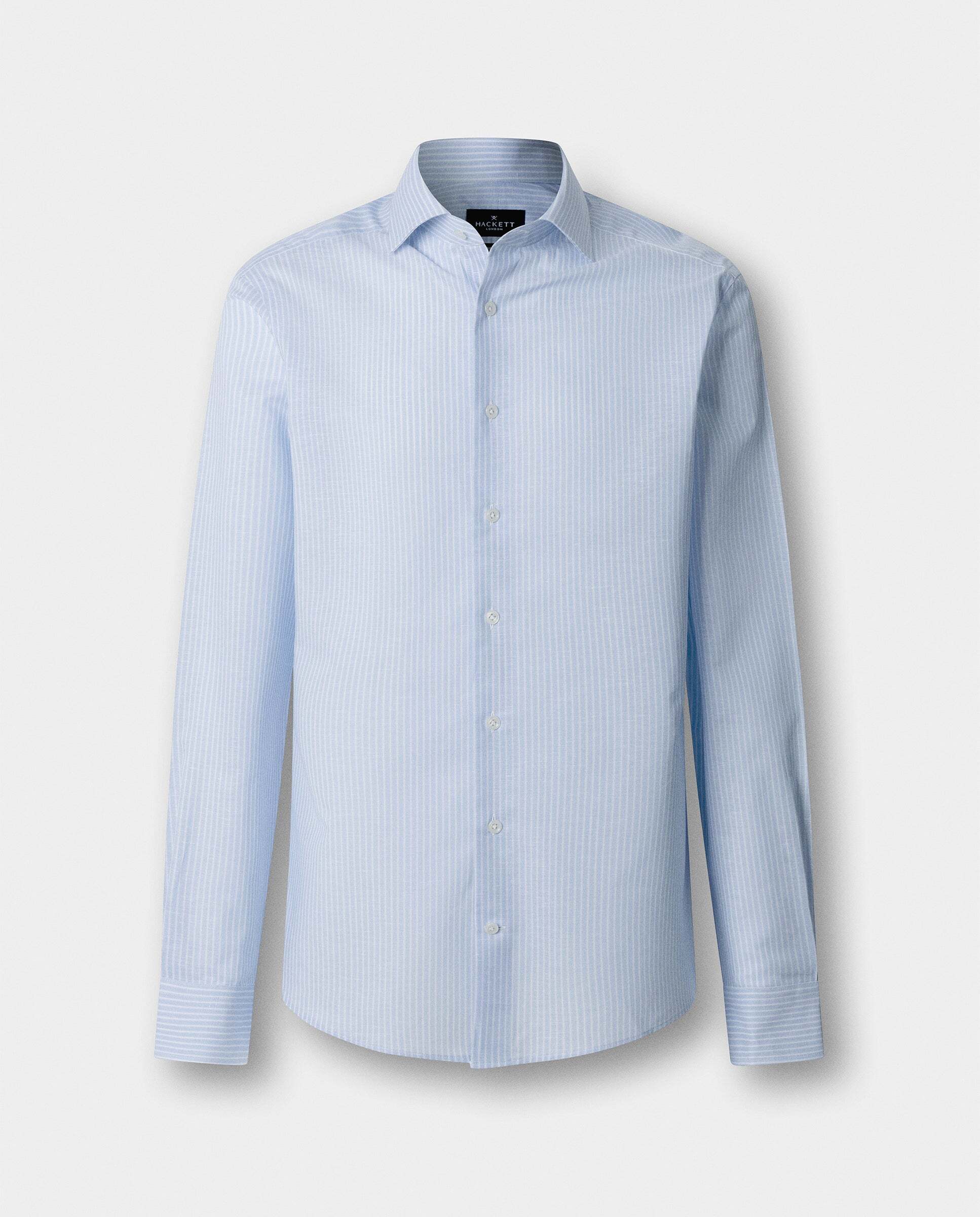 Camisa formal rayas mezcla de lino fit tailored - Hackett - Azul claro Azul claro-10