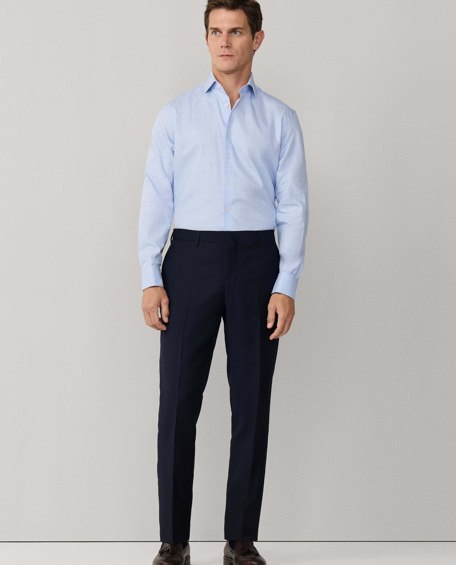 Camisa de hombre formal príncipe de gales fit clásico - Hackett - Azul Azul-2
