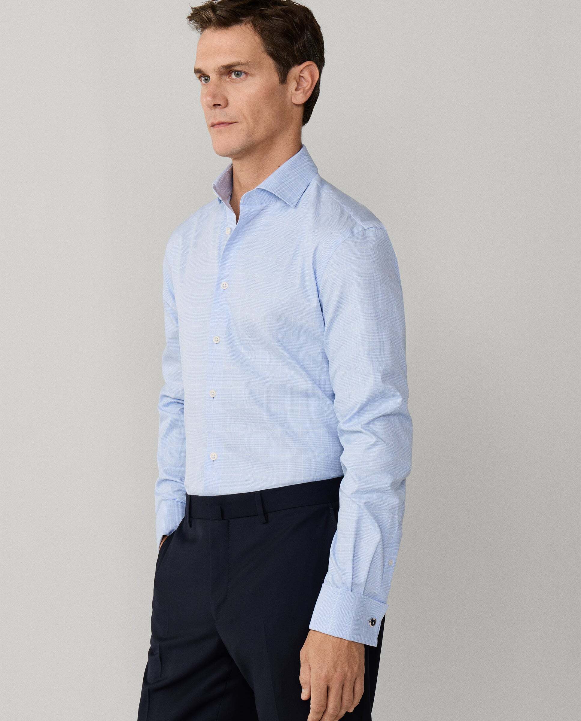 Camisa de hombre formal príncipe de gales fit clásico - Hackett - Azul Azul-7