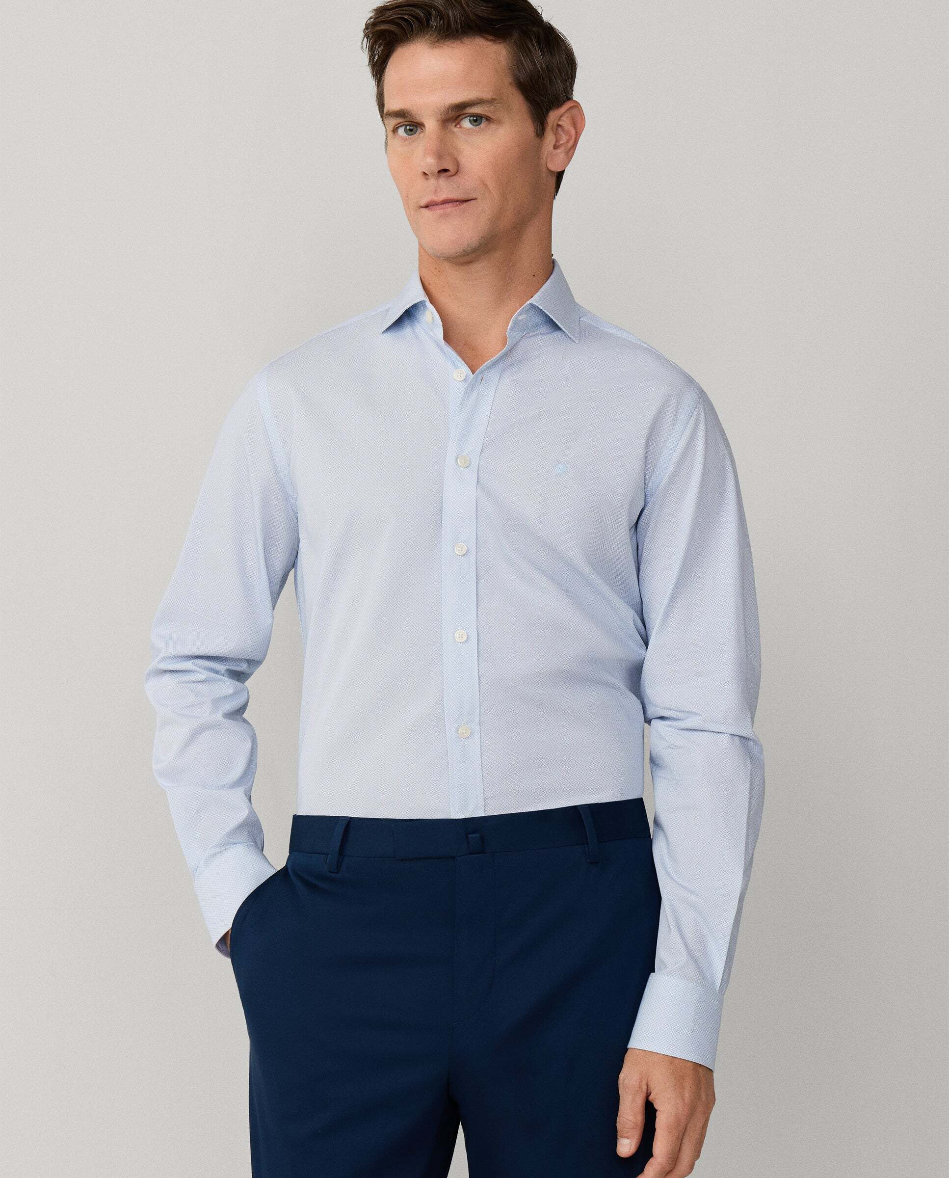 Hackett - Camisa de hombre estampado mini geométrico fit tailored.