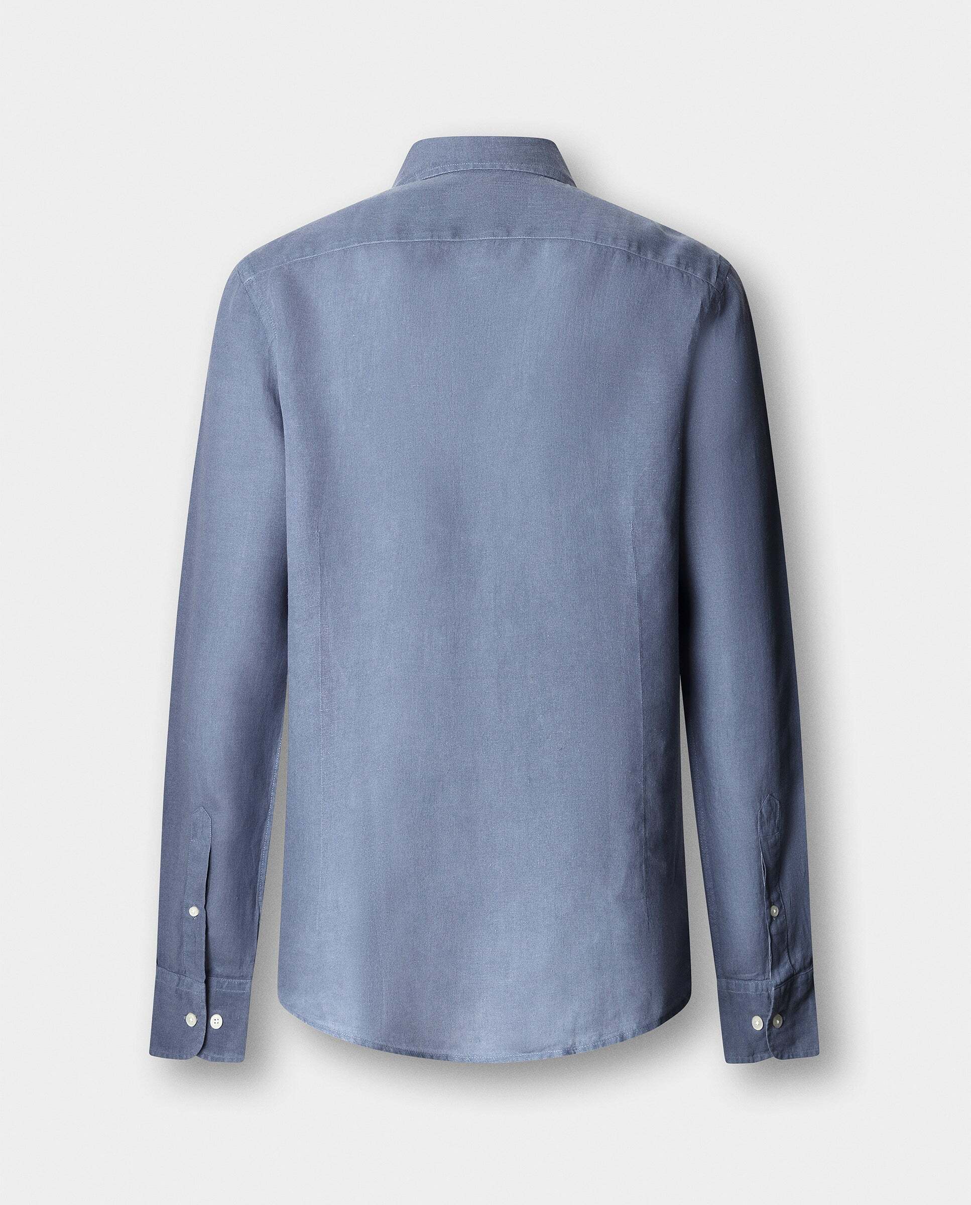 Camisa de lino de hombre teñida en prenda fit tailored - Hackett - Azul grisáceo Azul grisáceo-8