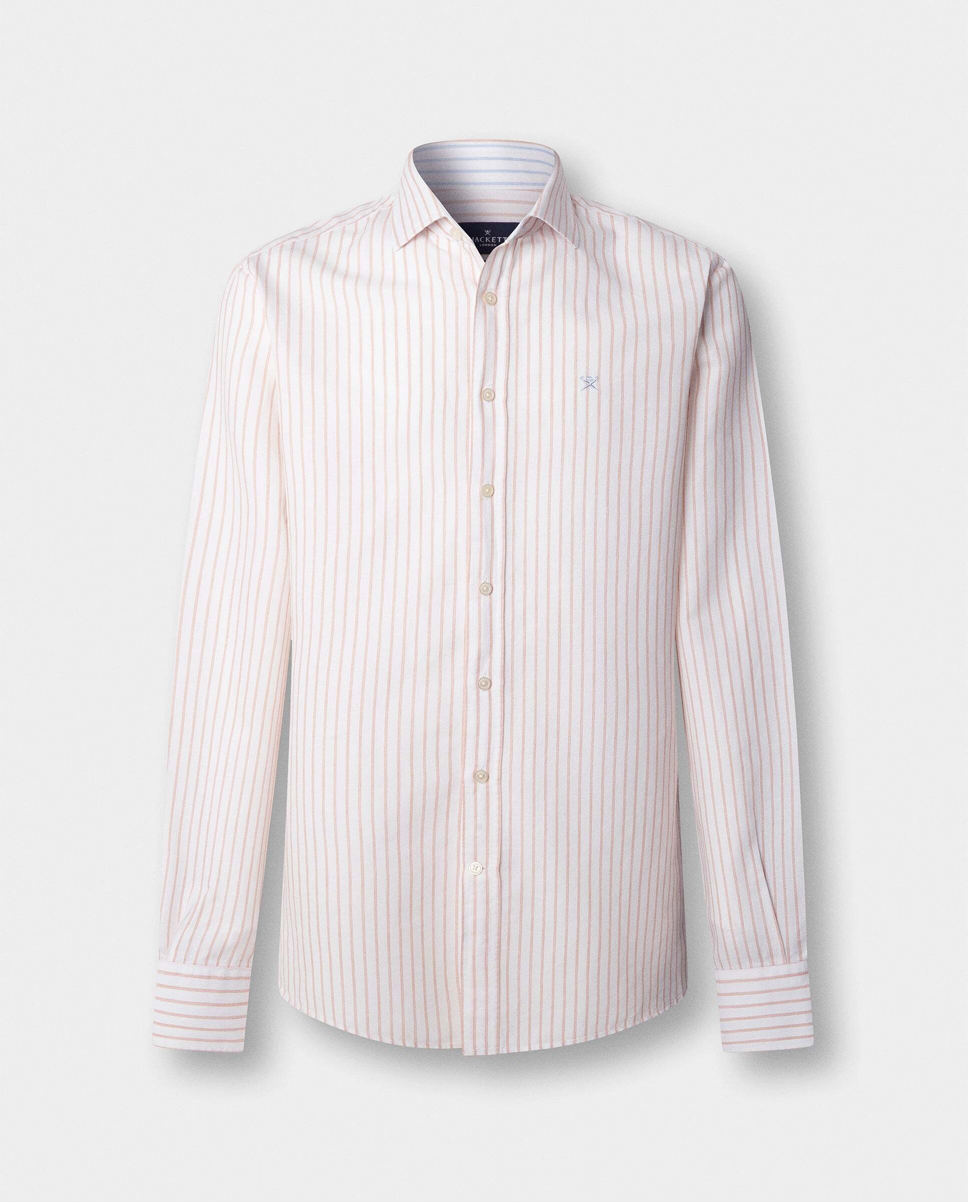Camisa de hombre lino rayas fit tailored - Hackett - Melocotón Melocotón-11