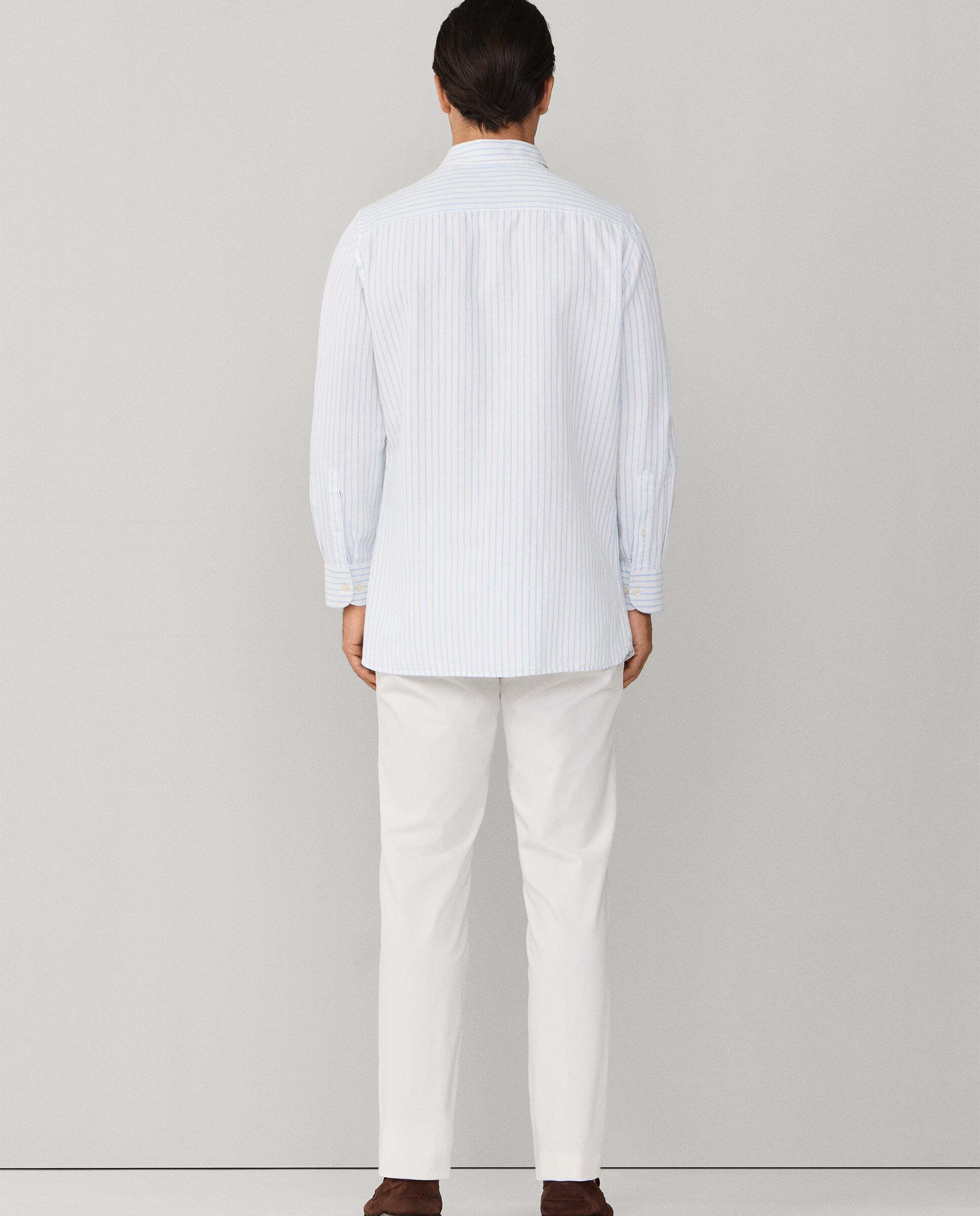 Camisa de hombre lino rayas fit tailored - Hackett - Azul claro Azul claro-3