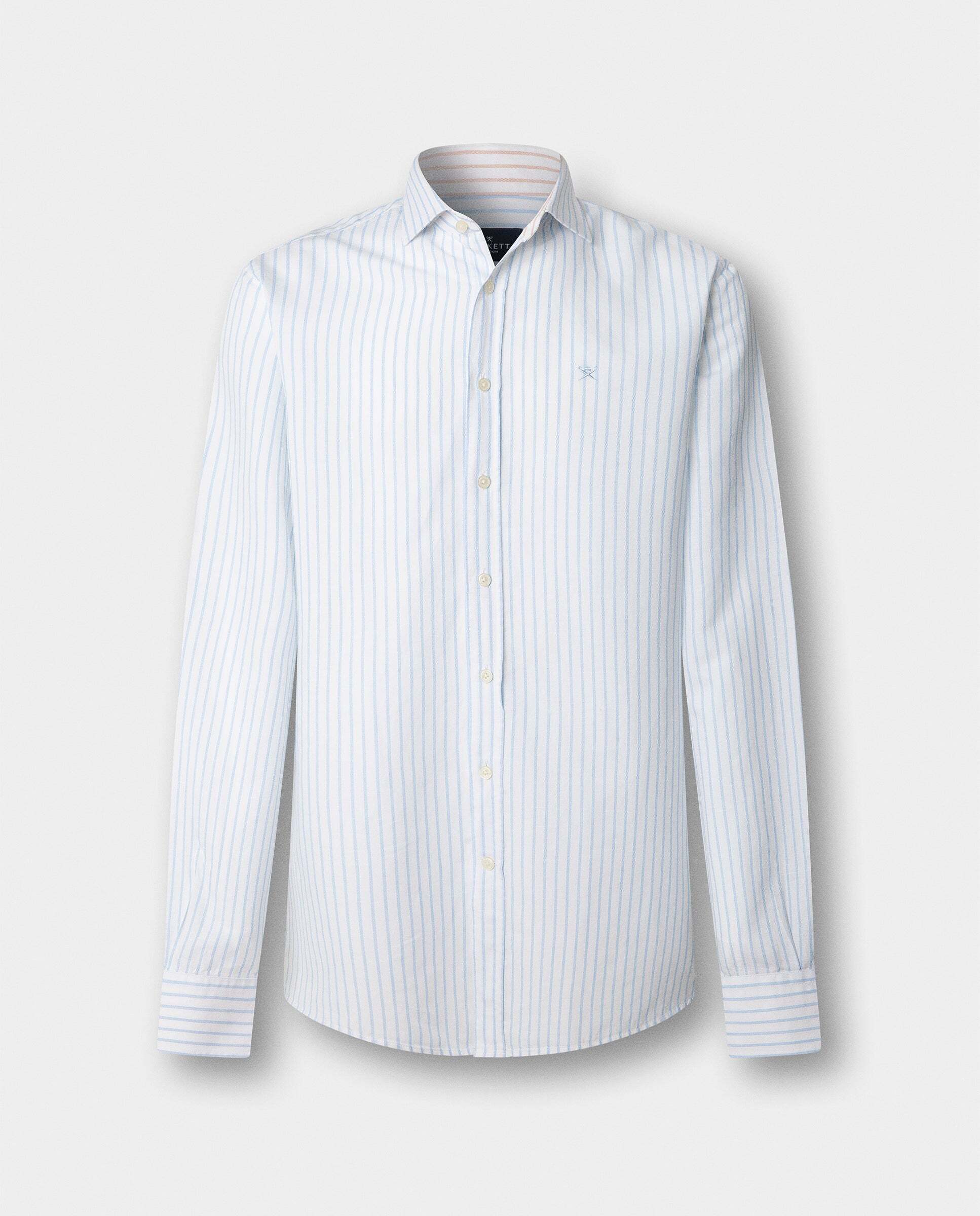 Camisa de hombre lino rayas fit tailored - Hackett - Azul claro Azul claro-9