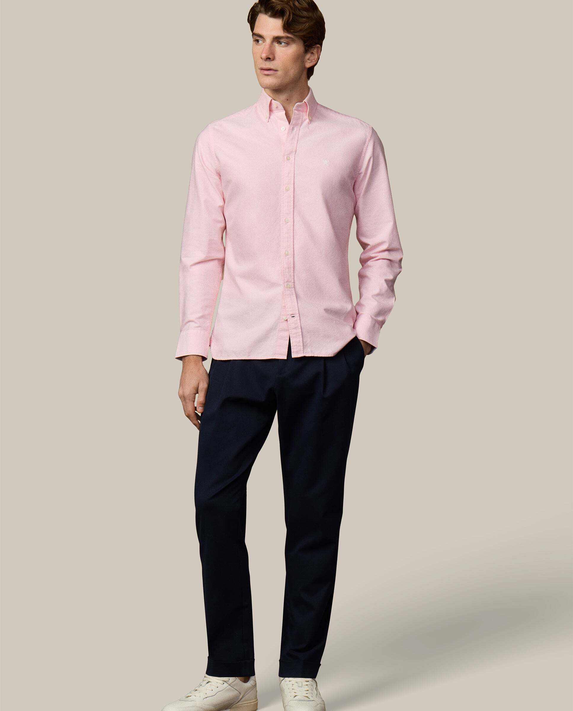 Camisa oxford de hombre con logo fit clásico - Hackett - Rosa pastel Rosa pastel-2