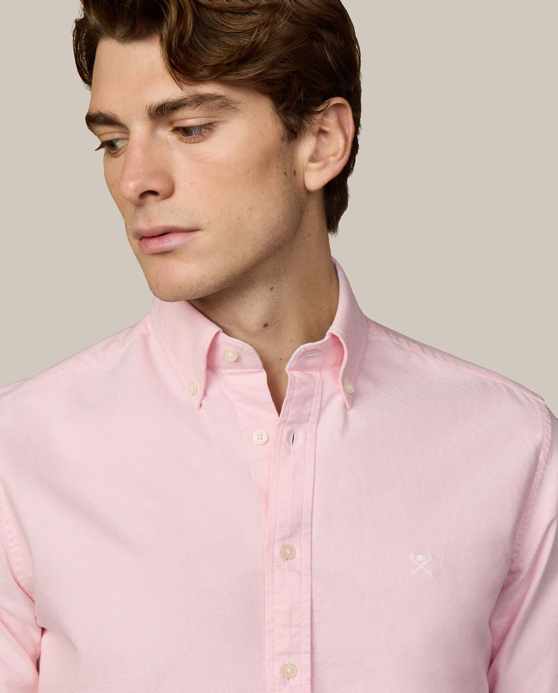 Camisa oxford de hombre con logo fit clásico - Hackett - Rosa pastel Rosa pastel-4