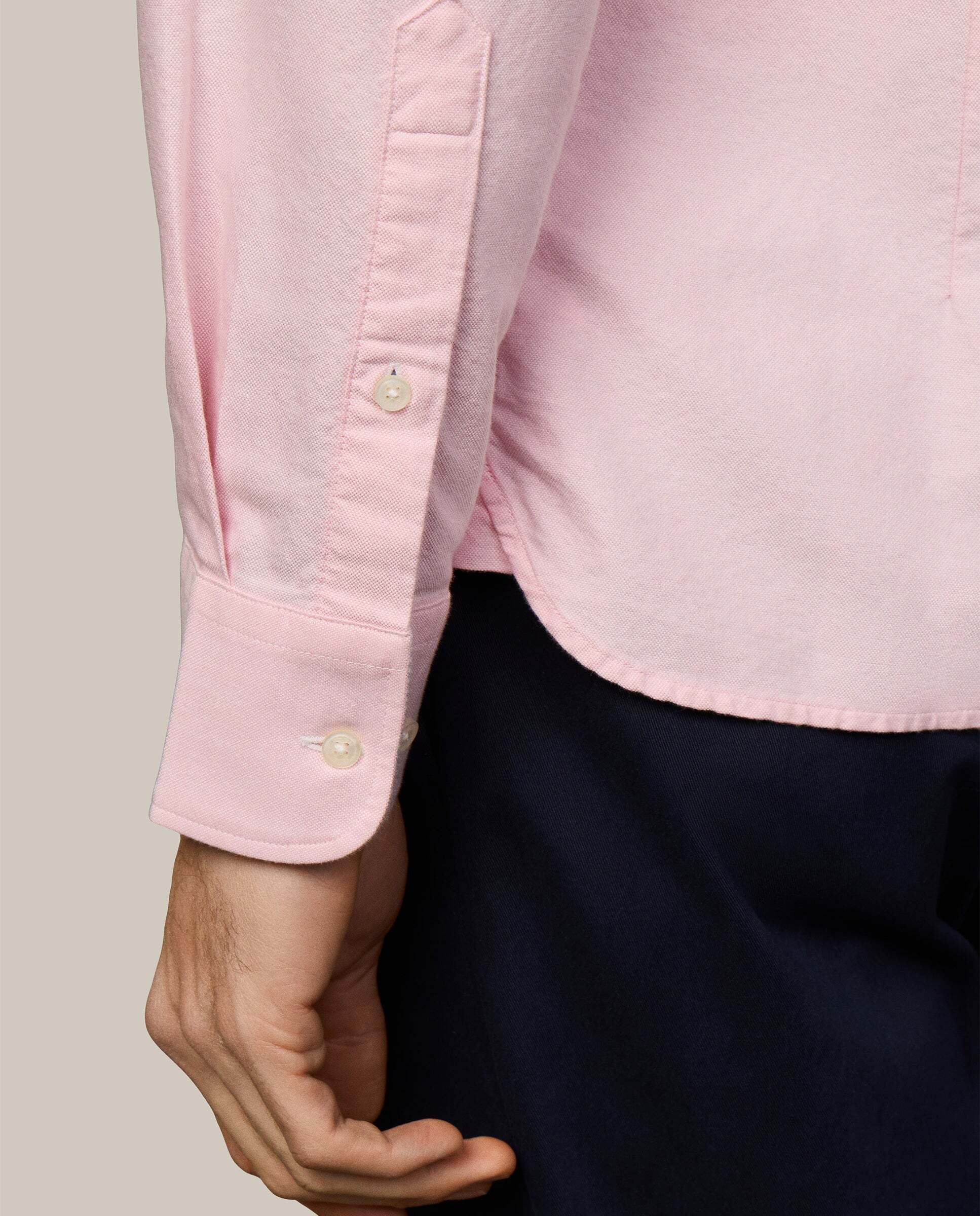 Camisa oxford de hombre con logo fit clásico - Hackett - Rosa pastel Rosa pastel-5