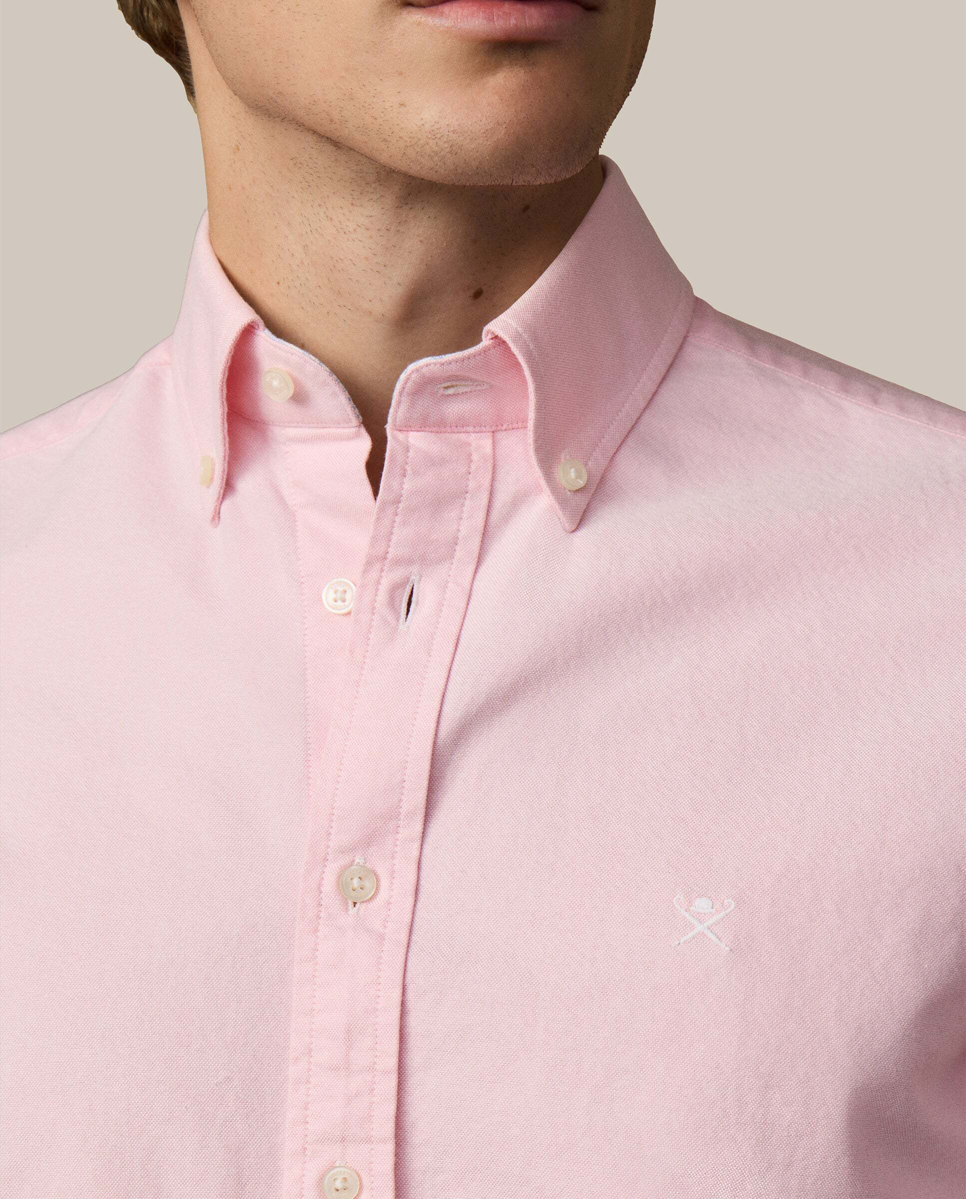 Camisa oxford de hombre con logo fit clásico - Hackett - Rosa pastel Rosa pastel-6