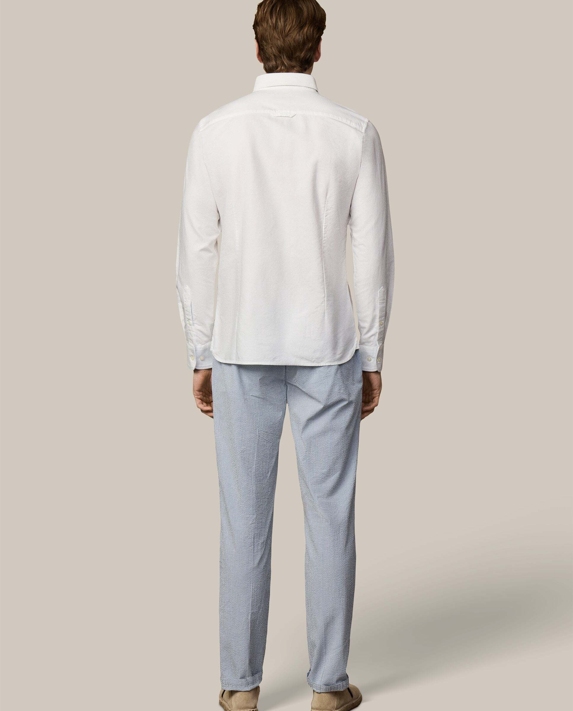 Camisa oxford de hombre con logo fit clásico - Hackett - Azul claro Blanco-3