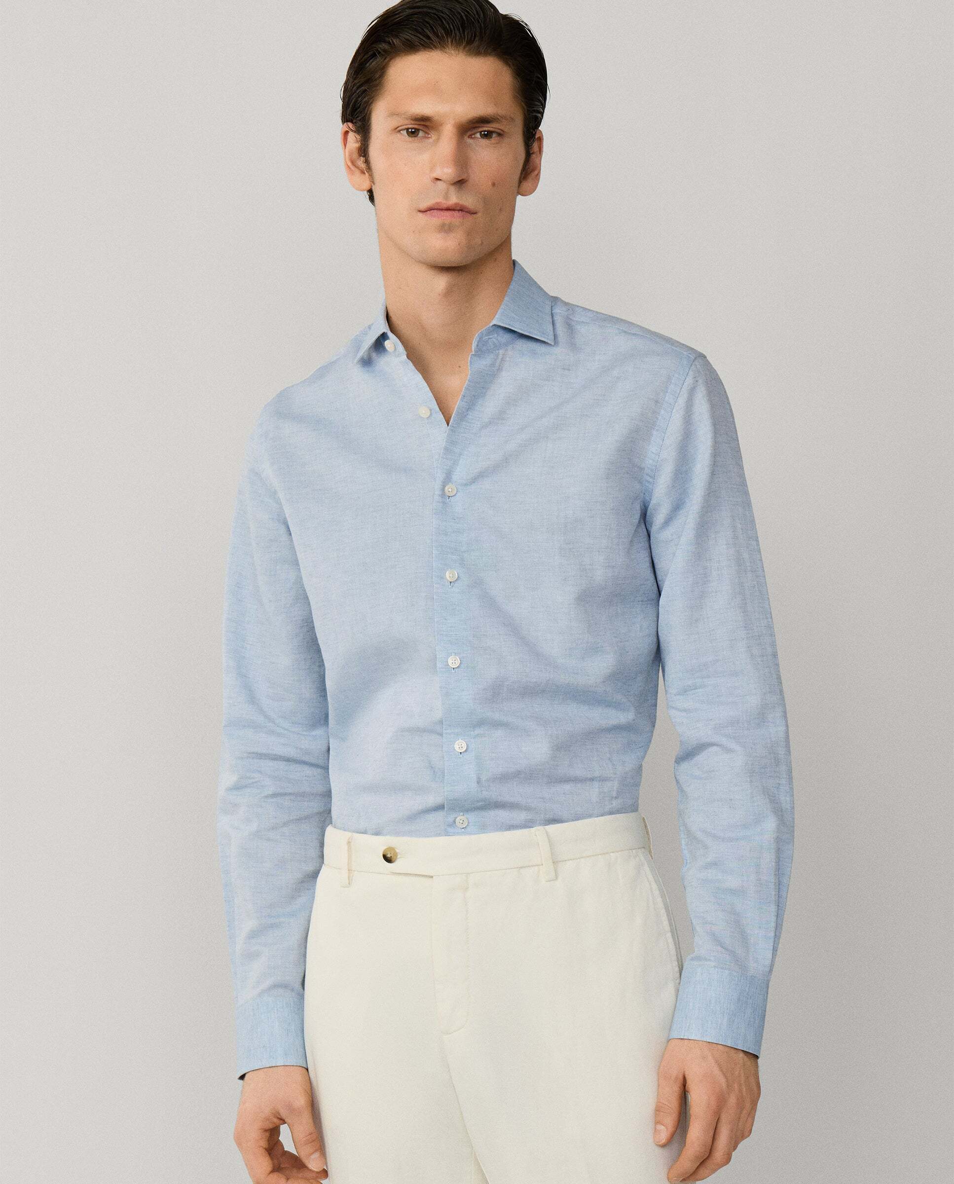 Camisa de hombre de lino y algodón fit tailored
