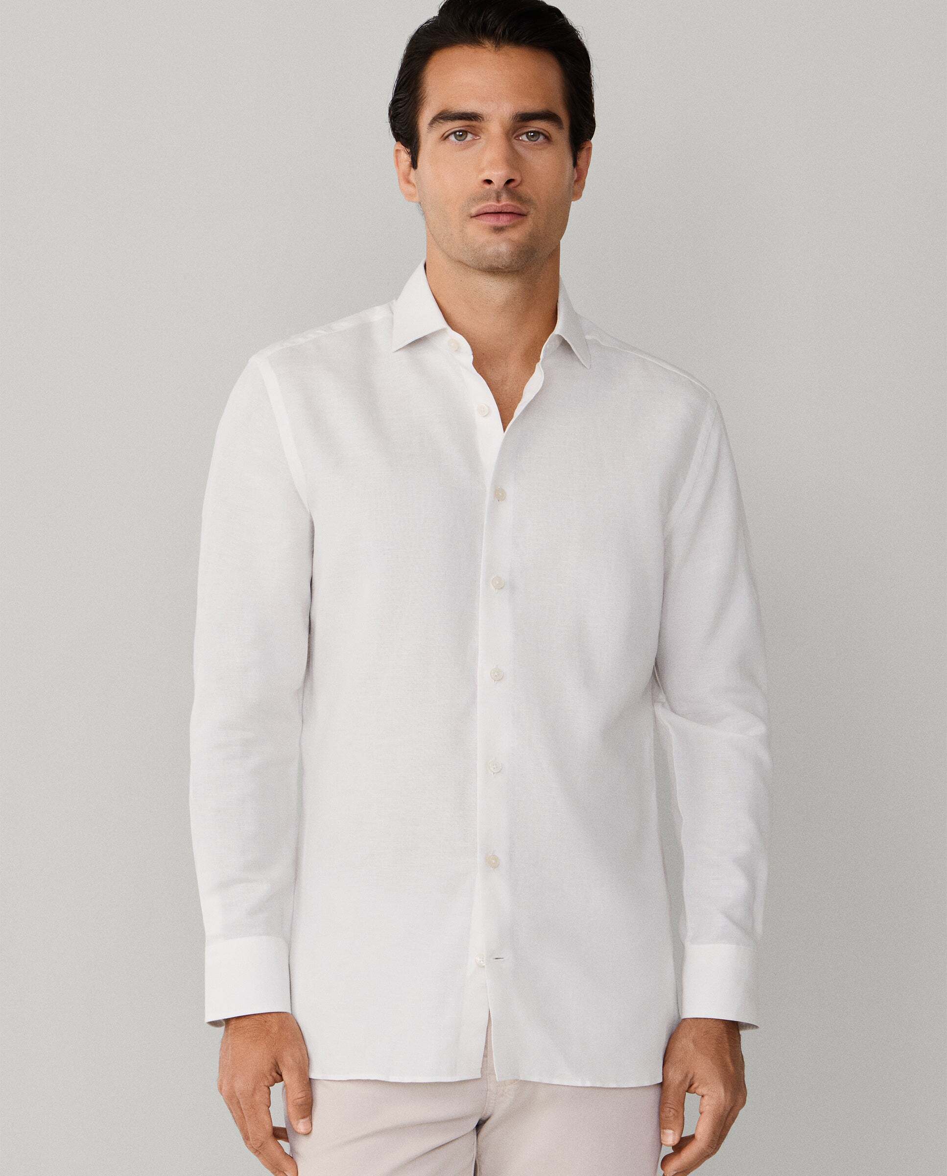 Camisa de hombre de lino y algodón fit tailored