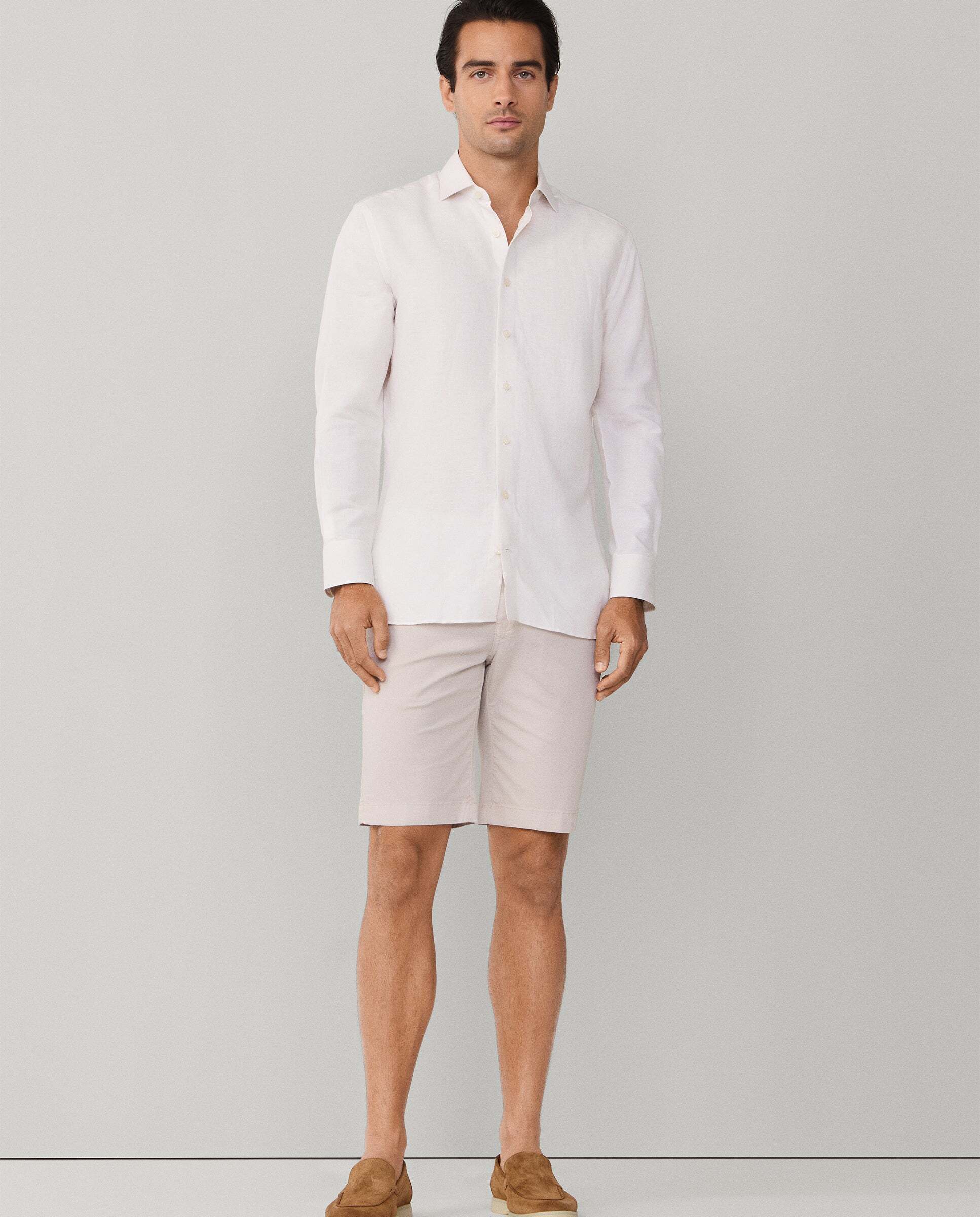 Camisa de hombre de lino y algodón fit tailored - Hackett - Crema Crema-2