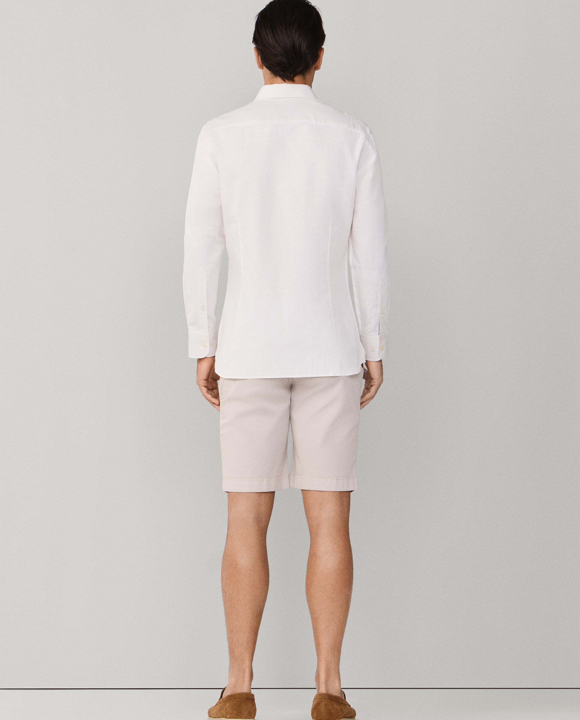 Camisa de hombre de lino y algodón fit tailored - Hackett - Crema Crema-3