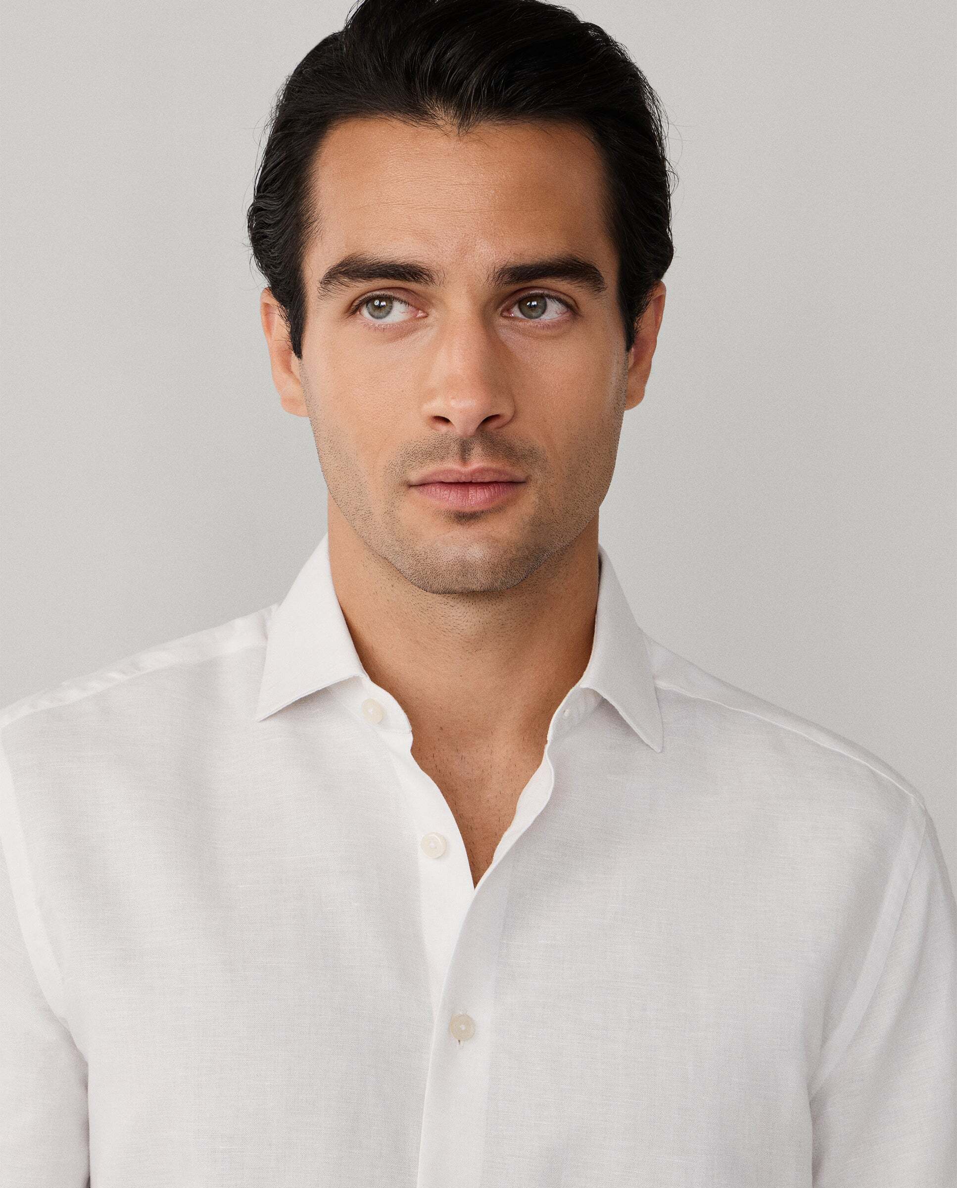 Camisa de hombre de lino y algodón fit tailored - Hackett - Crema Crema-4