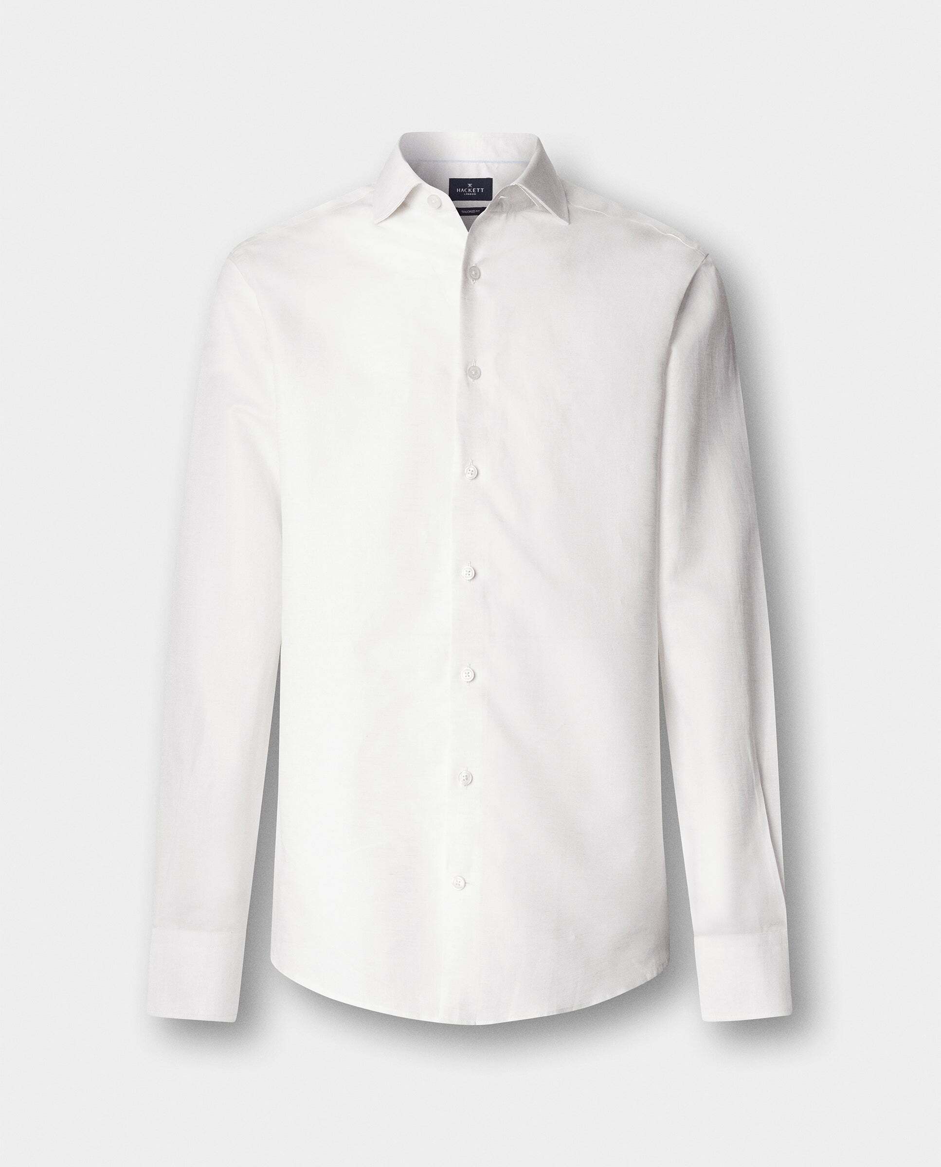 Camisa de hombre de lino y algodón fit tailored - Hackett - Crema Crema-9
