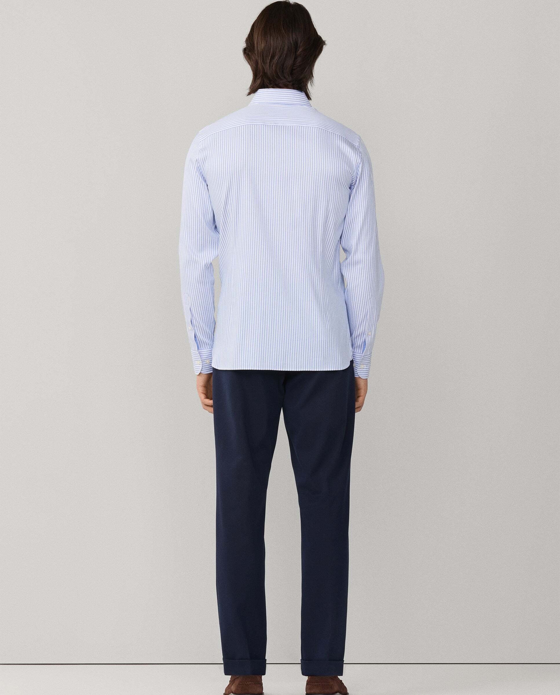 Camisa de hombre rayas bengala doble faz fit tailored - Hackett - Azul claro Azul claro-3
