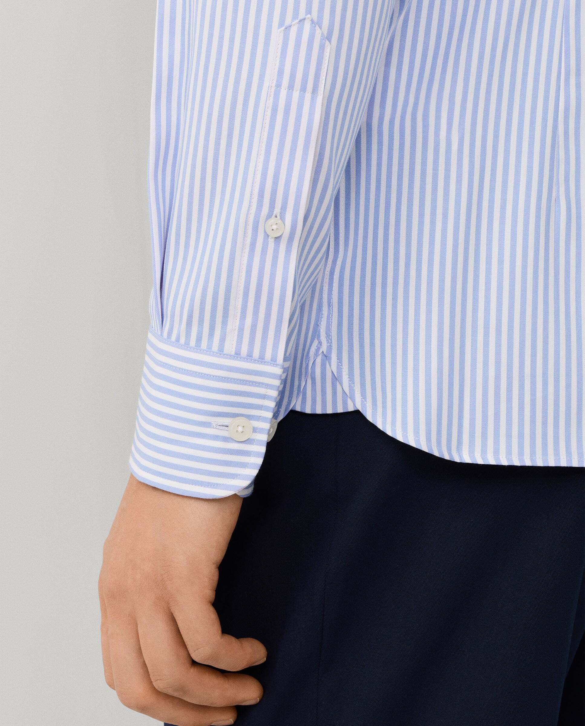 Camisa de hombre rayas bengala doble faz fit tailored - Hackett - Azul claro Azul claro-5