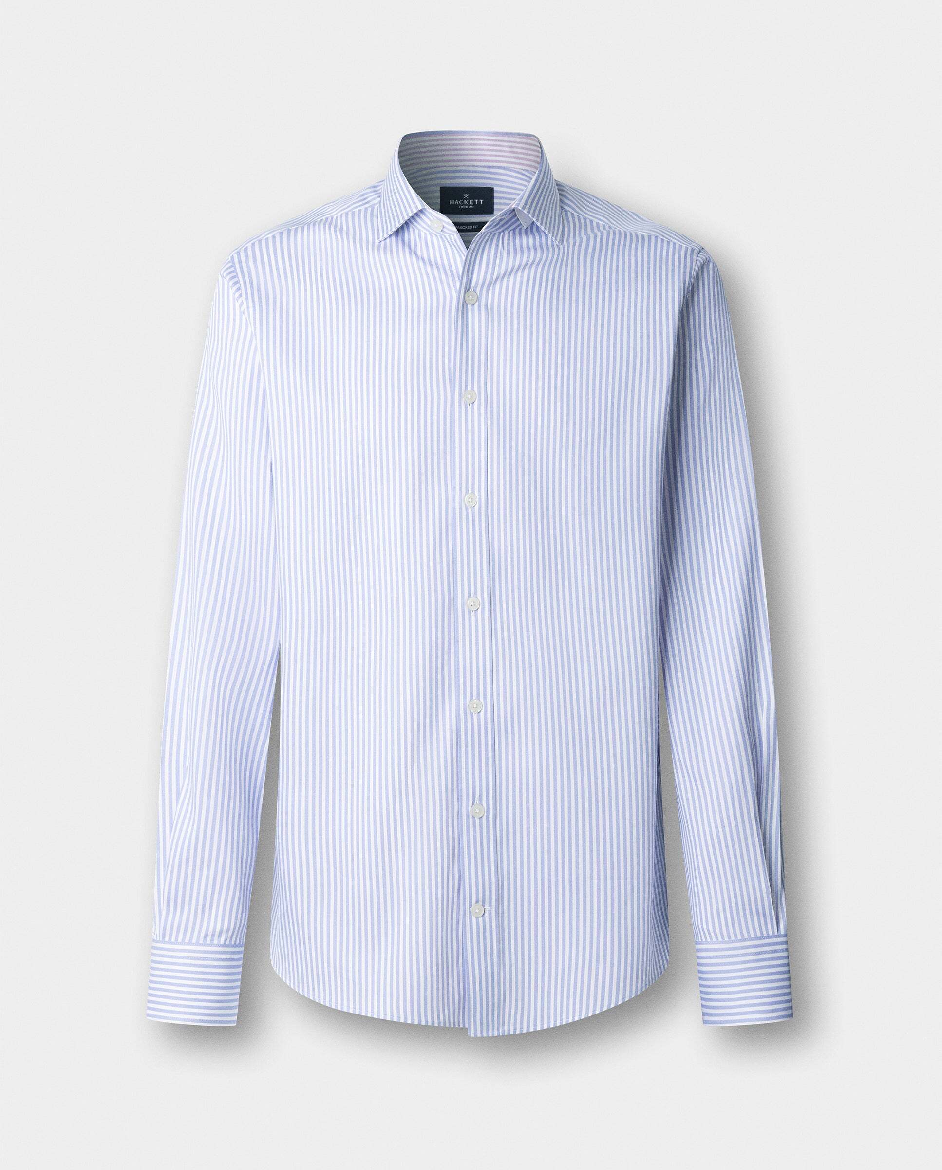 Camisa de hombre rayas bengala doble faz fit tailored - Hackett - Azul claro Azul claro-8